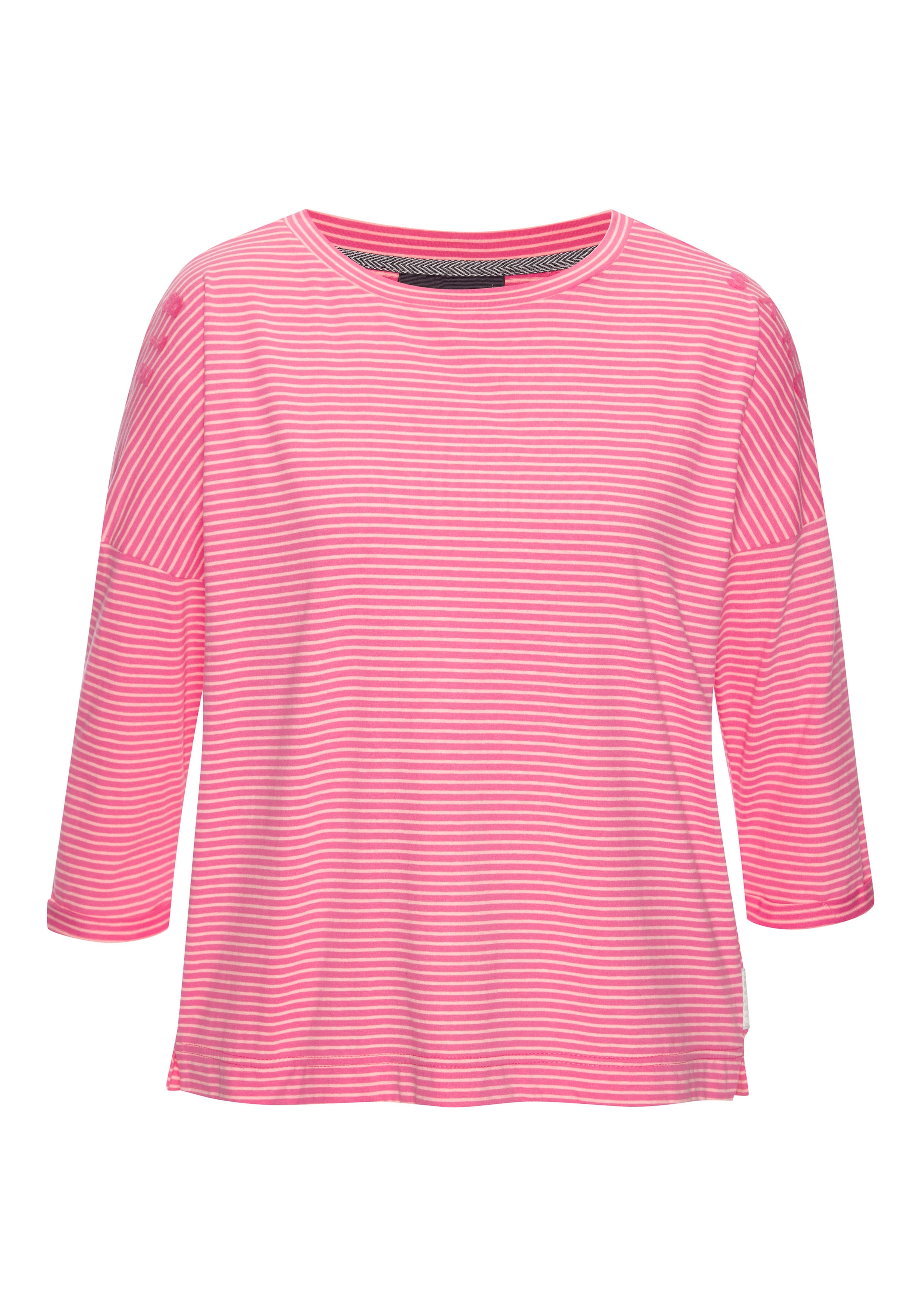 Elbsand 3/4-Arm-Shirt »Veera«, mit Logoprint und überschnittenen Schultern, lässiges Shirt