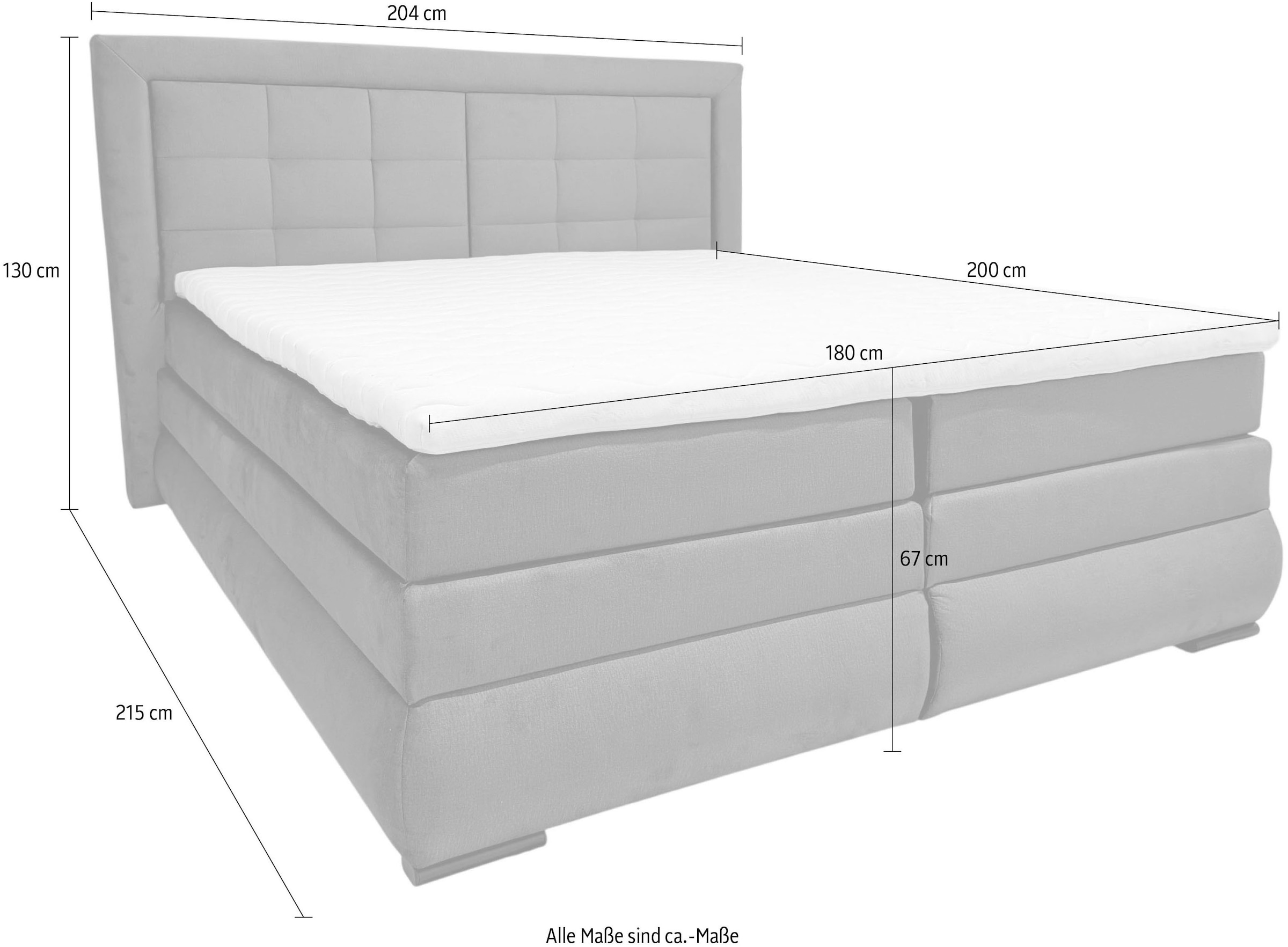 OTTO home Boxspringbett »MIVVA inkl. Bettkasten & Topper, Komfortliegehöhe: 67cm, Breite: 180cm« in H3, H4 oder Hmix H3/H4, wahlweise mit oder ohne LED-Leuchten