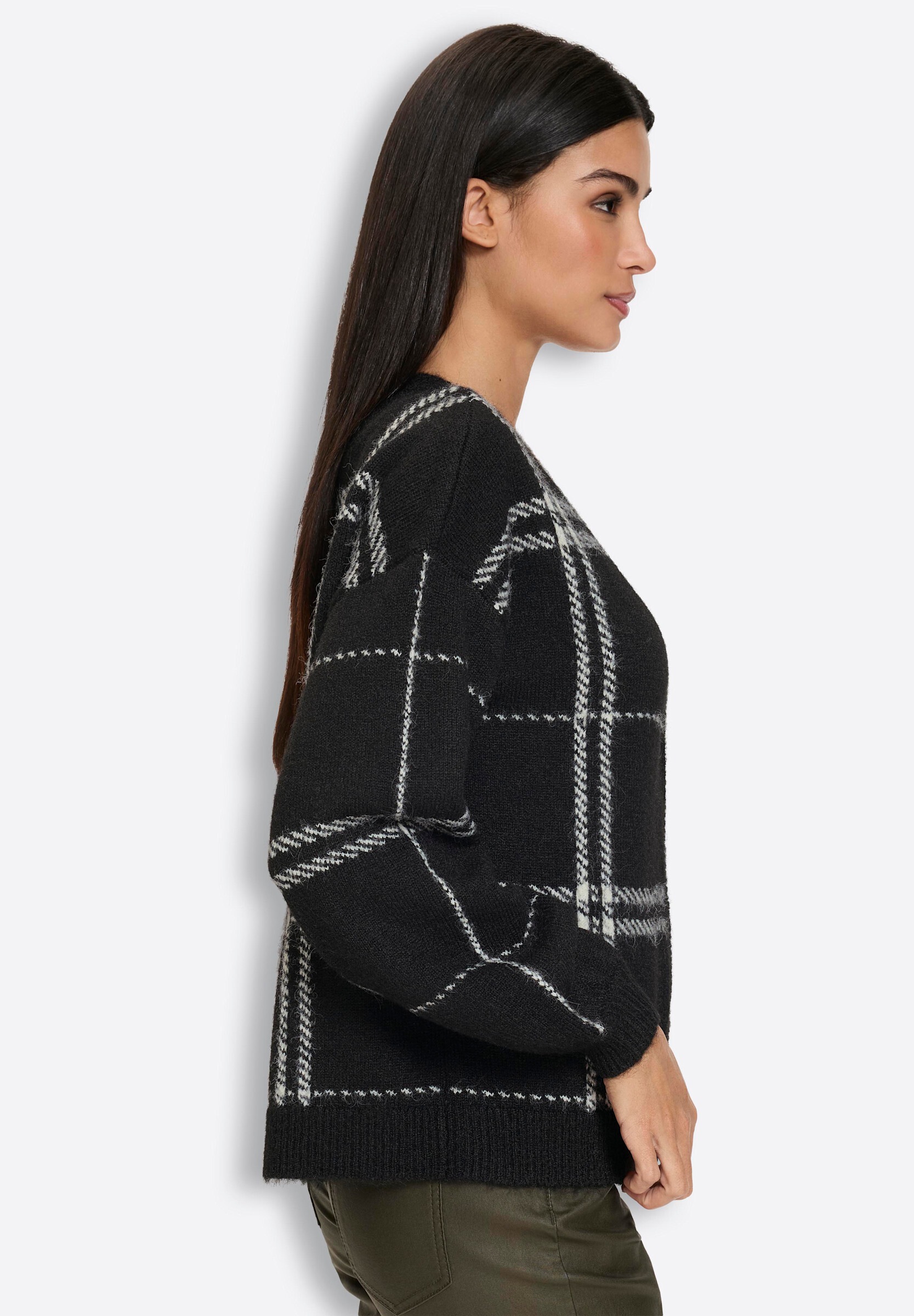 heine Strickjacke »Cardigan Jacquardstrickjacke mit Karomuster«