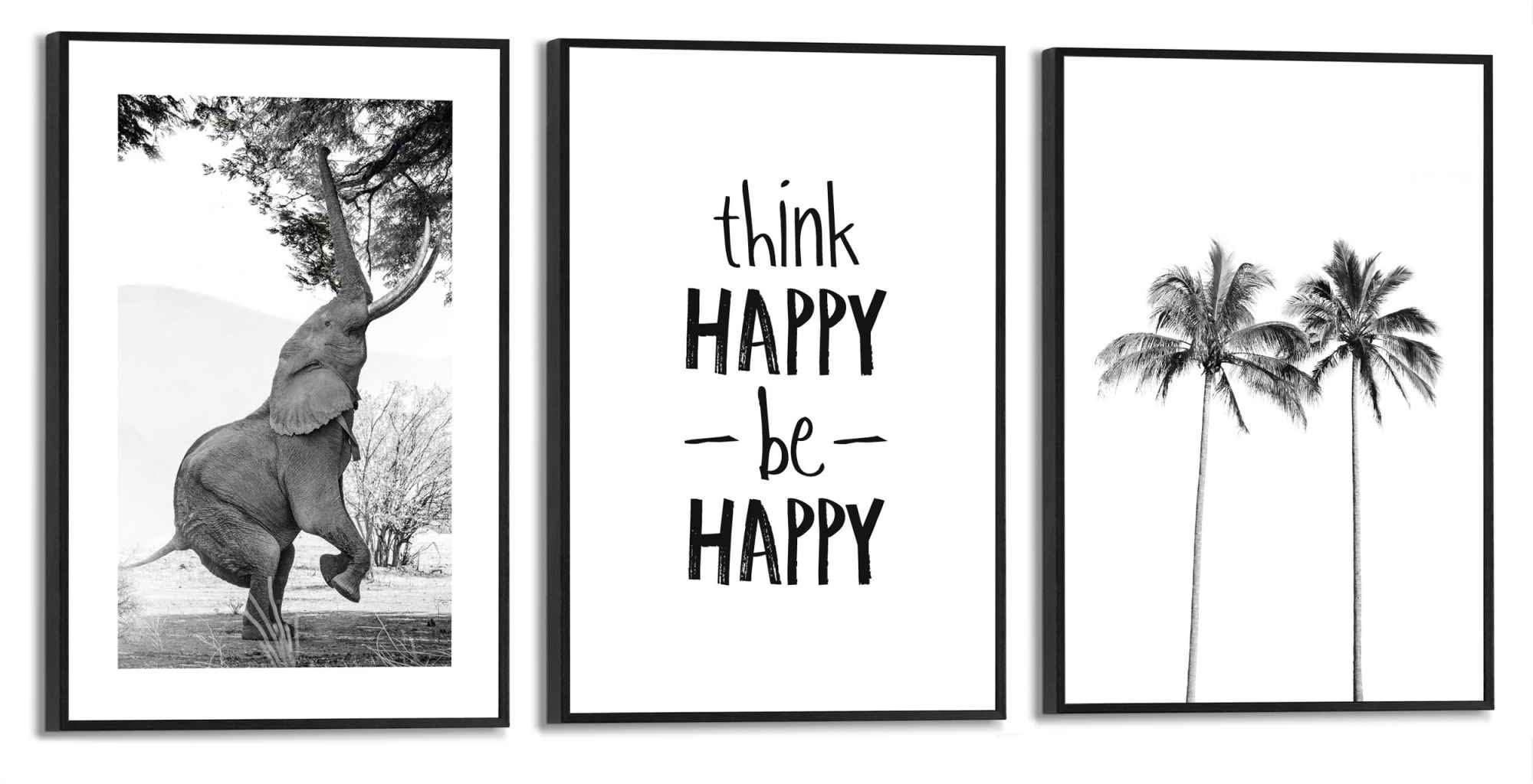Reinders! Wandbild »Happy - - Froh«, (3 kaufen Elefant Freiheit Palme bequem - St.)