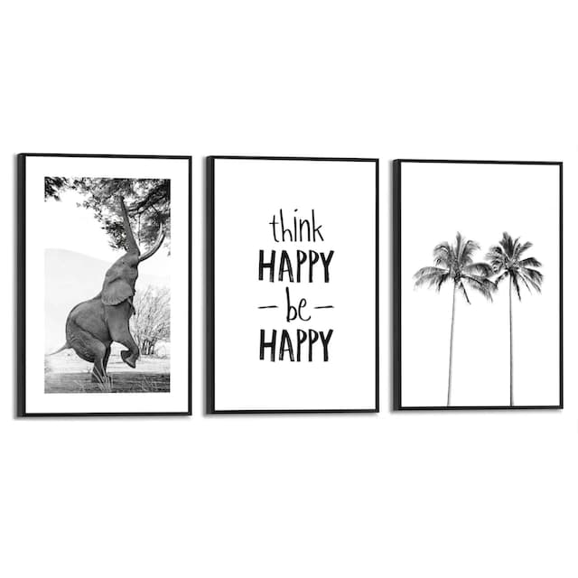 Reinders! Wandbild »Happy Freiheit - Palme - Elefant - Froh«, (3 St.)  bequem kaufen