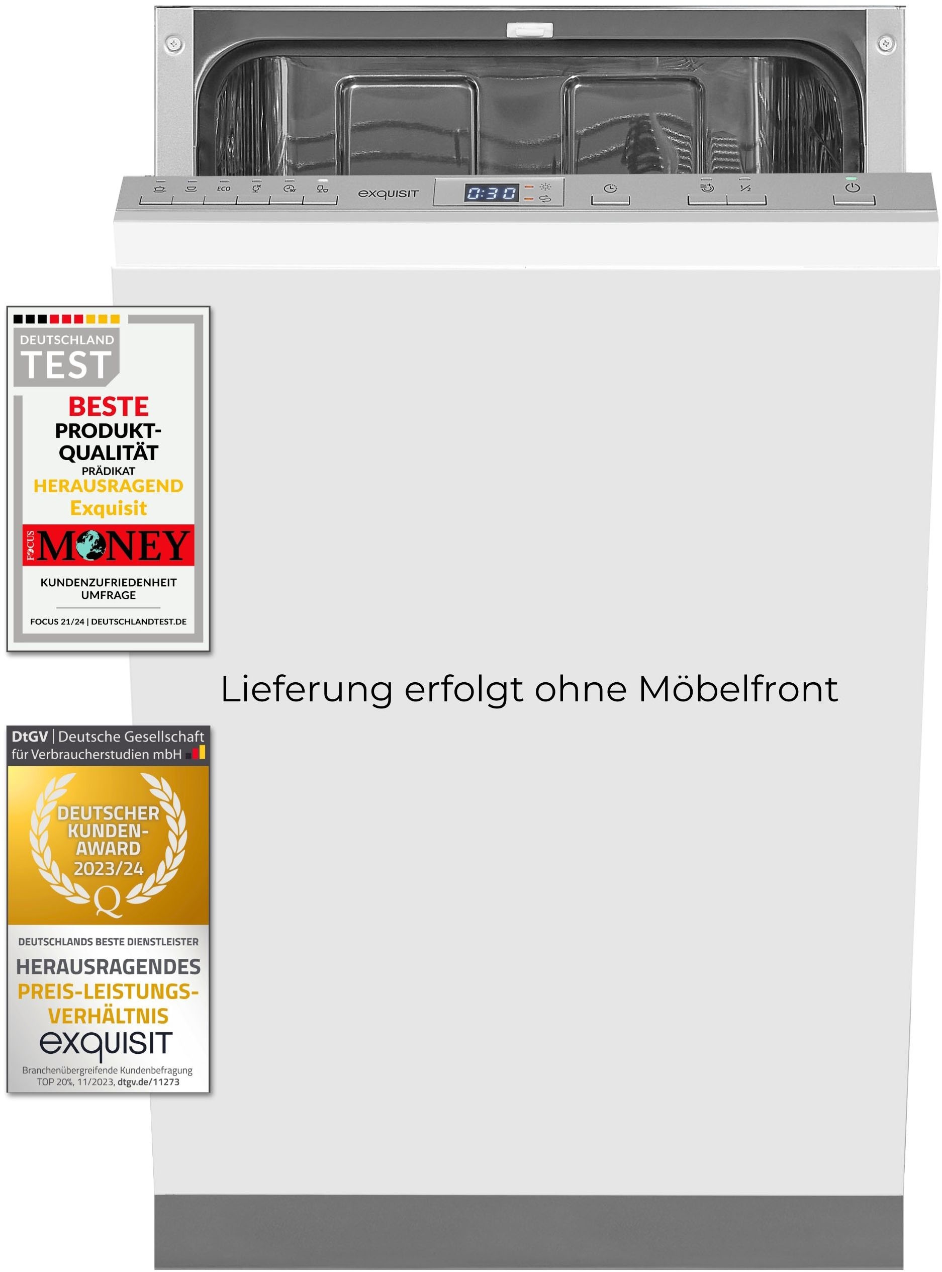 exquisit vollintegrierbarer Geschirrspüler »EGSP2109-E-030E silber«, 9 Maßgedecke