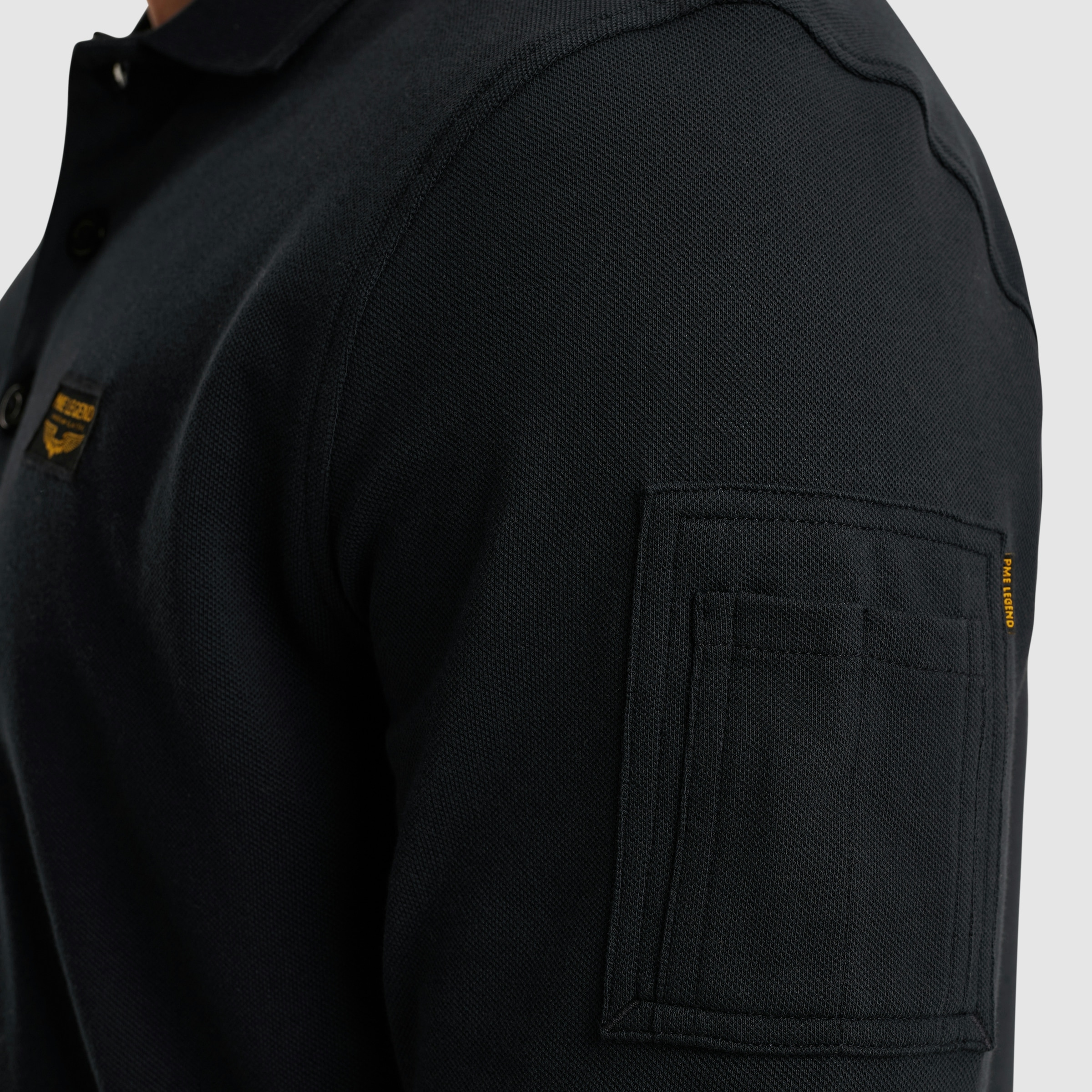 PME LEGEND Langarm-Poloshirt, mit Logo Stickerei
