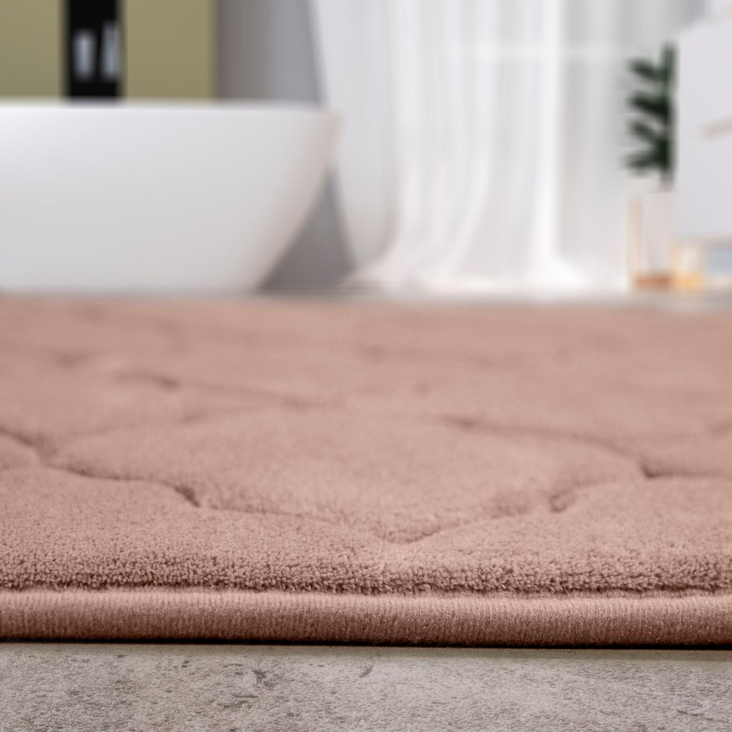 Paco Home Badematte »Corby 251, Memory-Schaum Effekt«, rutschhemmend beschichtet, fußbodenheizungsgeeignet, Badteppich, Uni Farben, Ornamente, Hoch-Tief Effekt