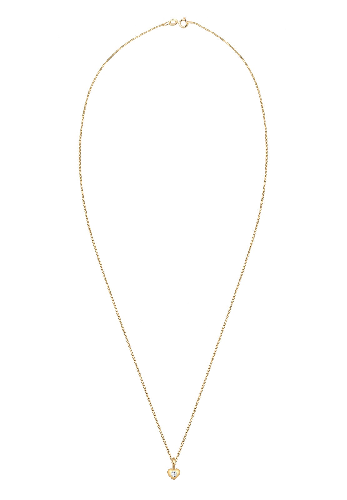 Elli Premium Silberkette »Halskette Kinder Herz Geburt Taufe Zirkonia 585 Gelbgold«