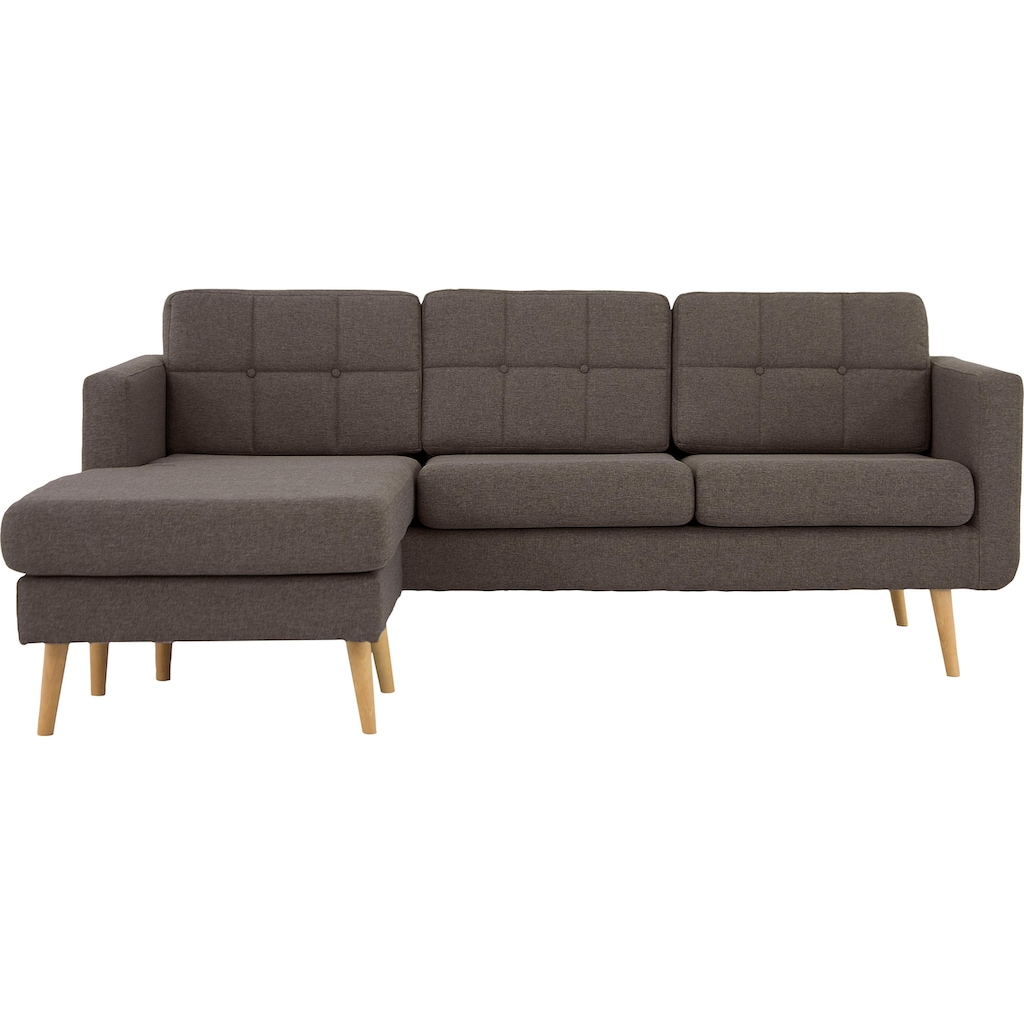 Home affaire Ecksofa »Brest«, mit Knopfheftung und Steppung im Rücken, geradliniges Design