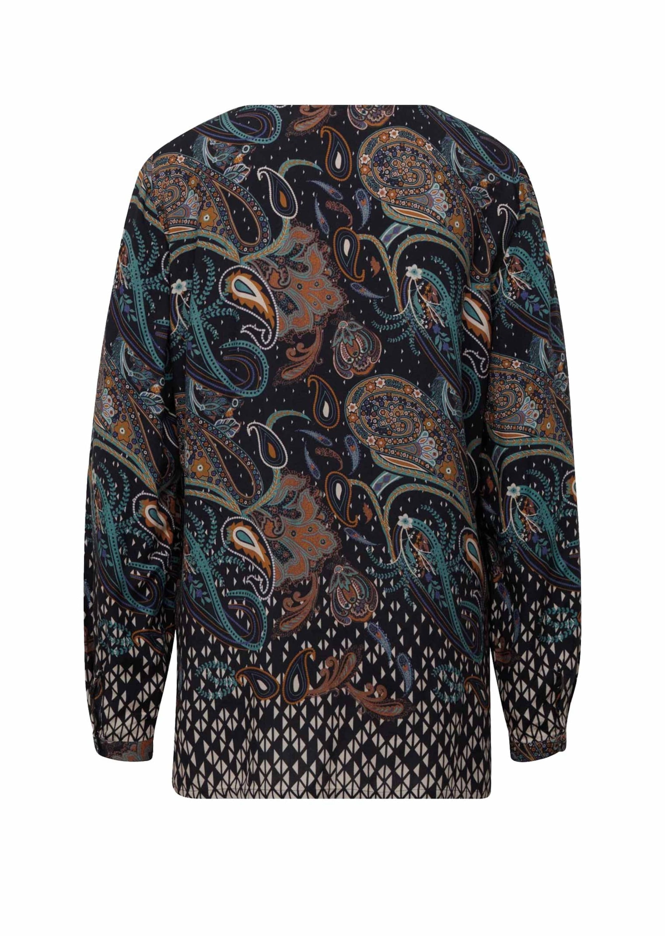 GOLDNER Druckbluse »Longbluse Farbbrillante Druckbluse mit liebevollen Details«