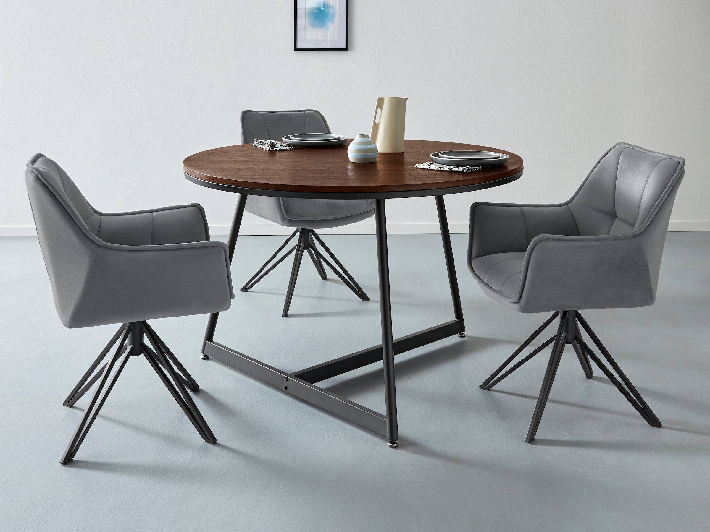 andas Esszimmerstuhl »Kilden«, 2 St., Veloursstoff, mit Sitz in Veloursstoff, schwarzes Gestell aus Metall, Sitzhöhe 48 cm