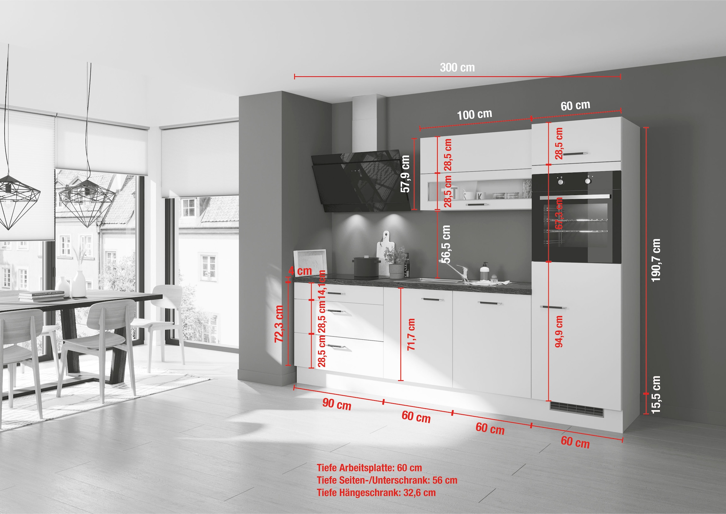 IMPULS KÜCHEN Küche »"Prag", Ausrichtung wählbar, Schubkästen mit Soft-Close,«, vormontiert, wahlweise mit E-Geräten, mit Vollauszug, Breite 270 cm