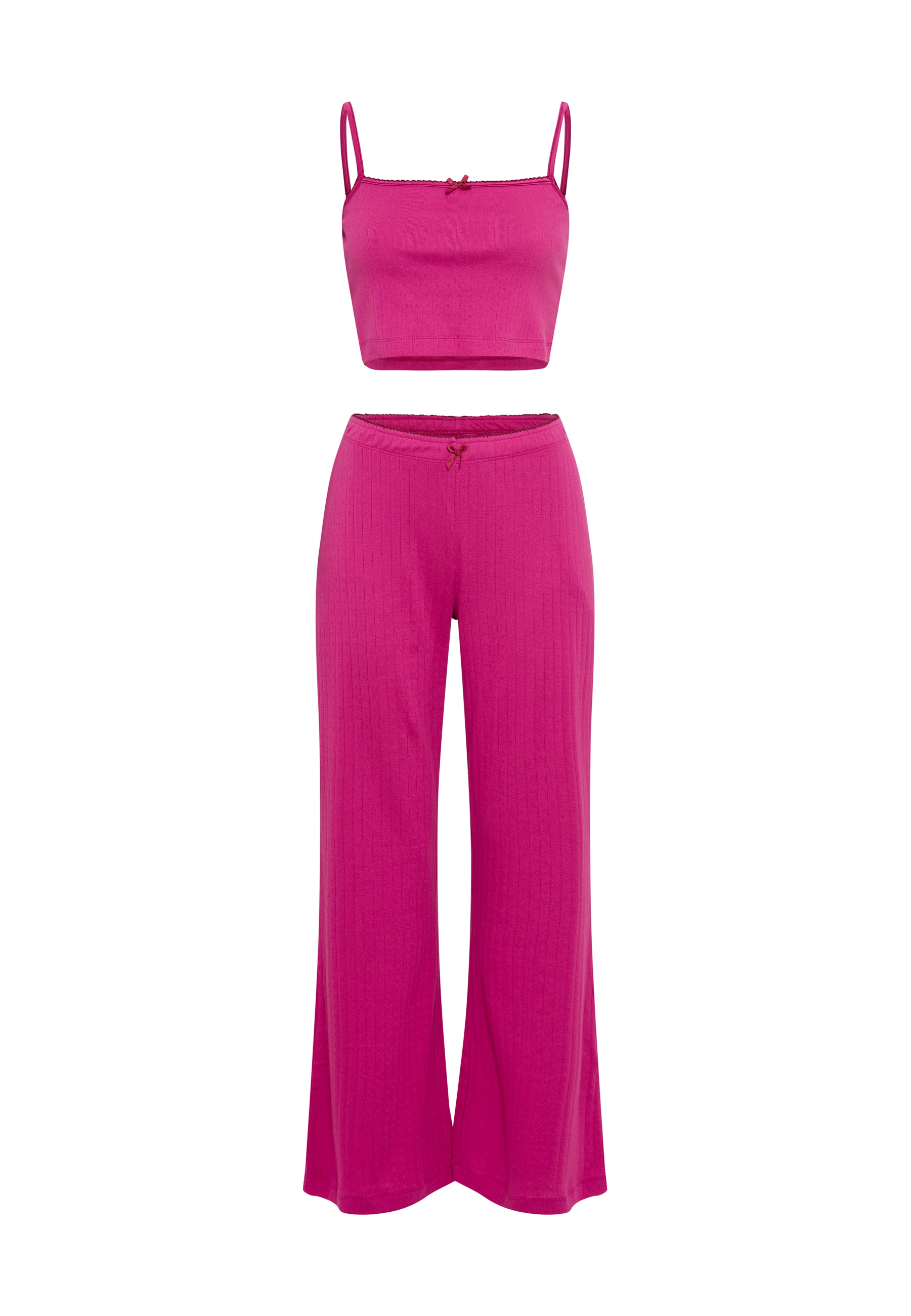 LSCN by LASCANA Pyjama 2 tlg. mit Kontrast-Häkelkanten