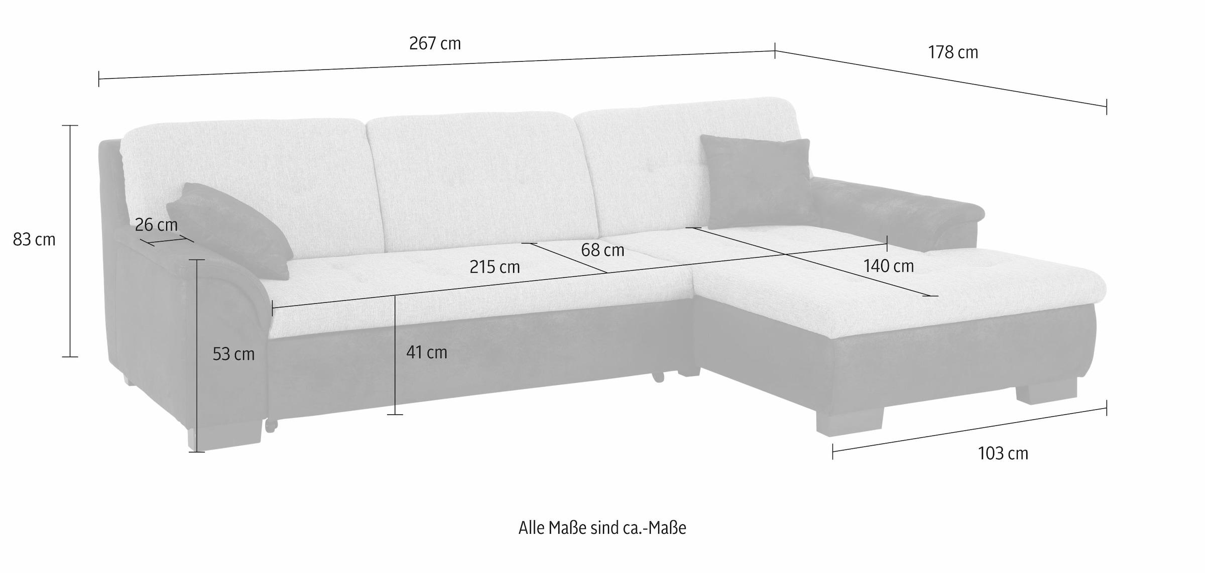 Home affaire Ecksofa »Bergen«, wahlweise mit Bettfunktion L-Form