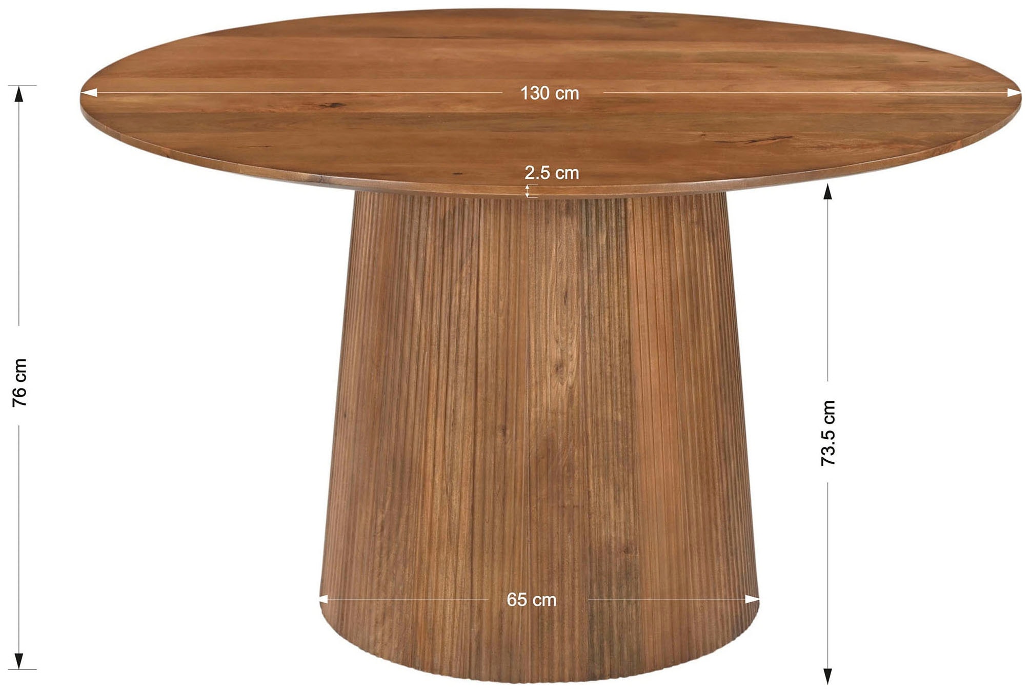 SIT Esstisch »MANGO NATURAL«, mit rundem Sockelfuß im Lamellendesign
