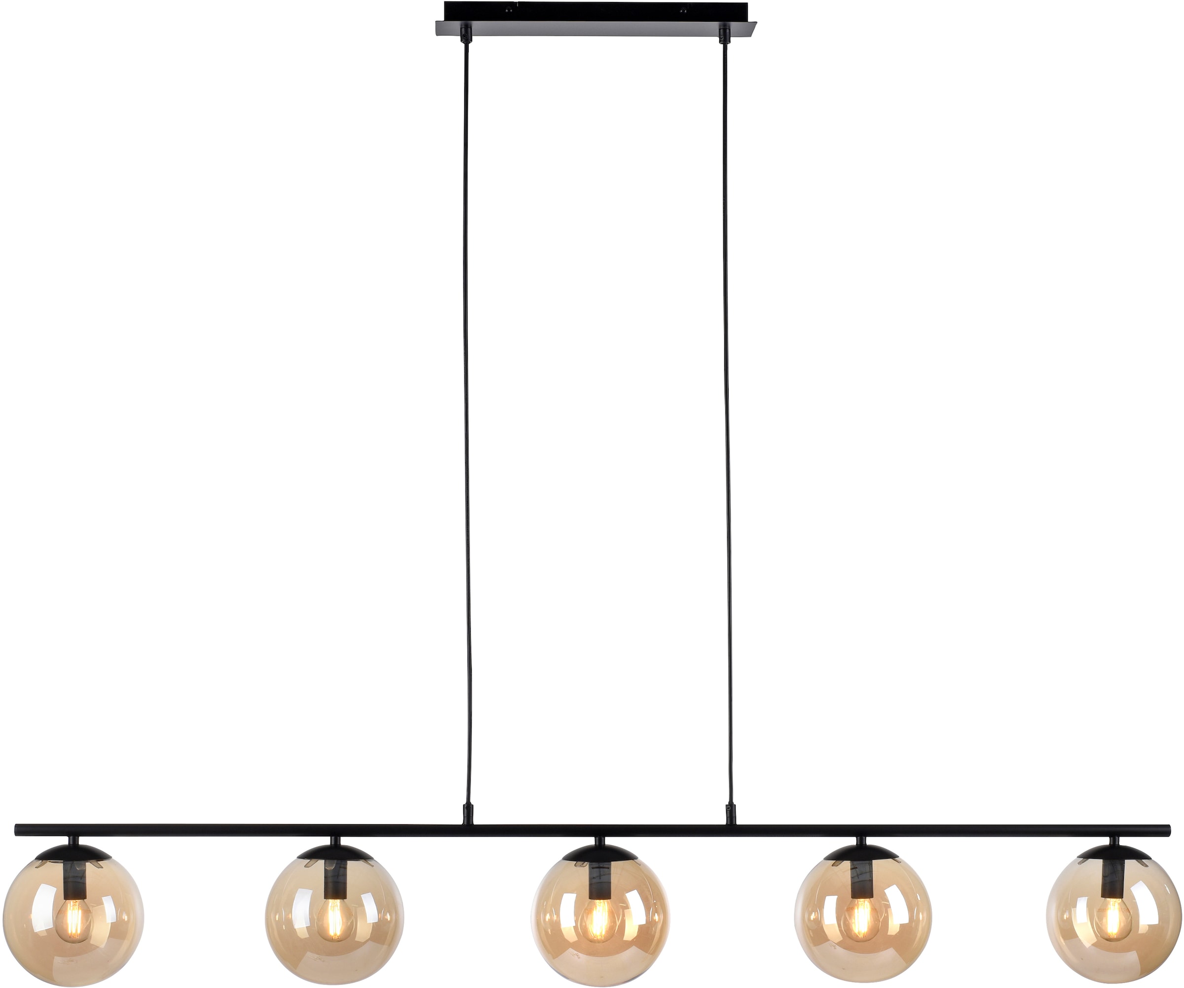 andas Pendelleuchte »Nymölla«, 5 mit großen kaufen Glas, flammig-flammig, XXL 3 amber Esszimmerlampe farbigem Hängelampe | schwarz mit Jahren Garantie online