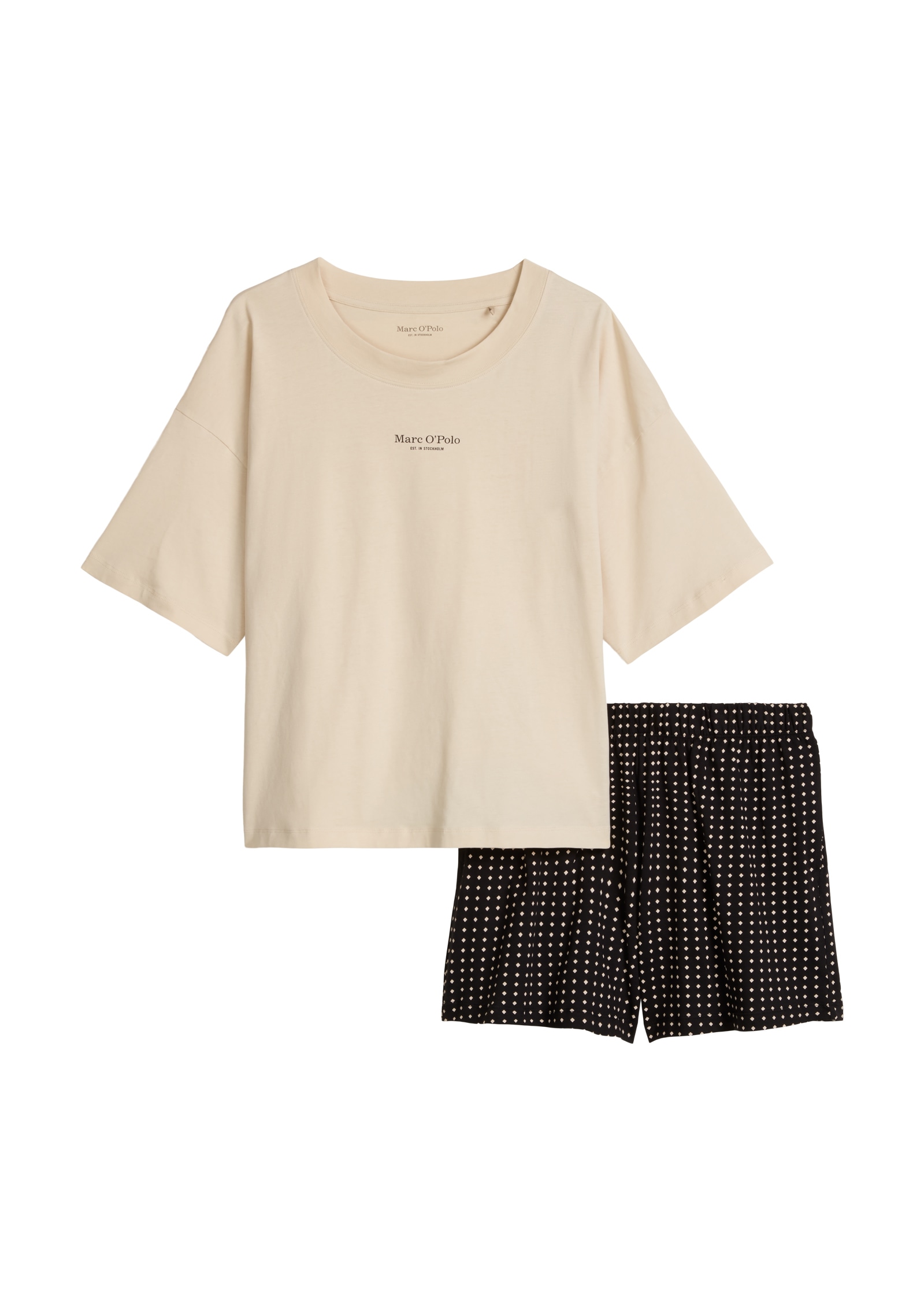 Marc O'Polo Shorty »Mix N Match Cotton« 2 tlg. mit Rundhalsausschnitt und halbem Arm, Hose gepunktet