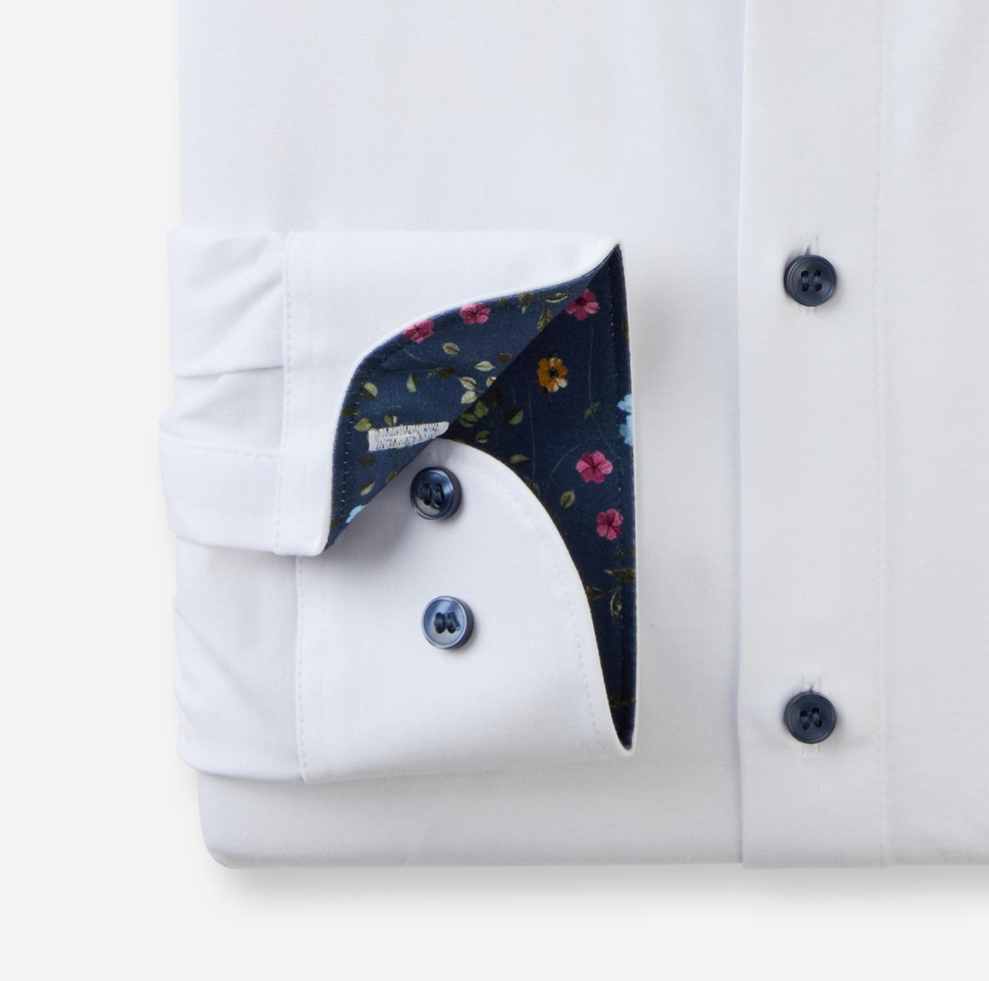 OLYMP Langarmhemd »24/7 - Level 5 - Jersey« modisches Blumenmuster in der Innenmanschette