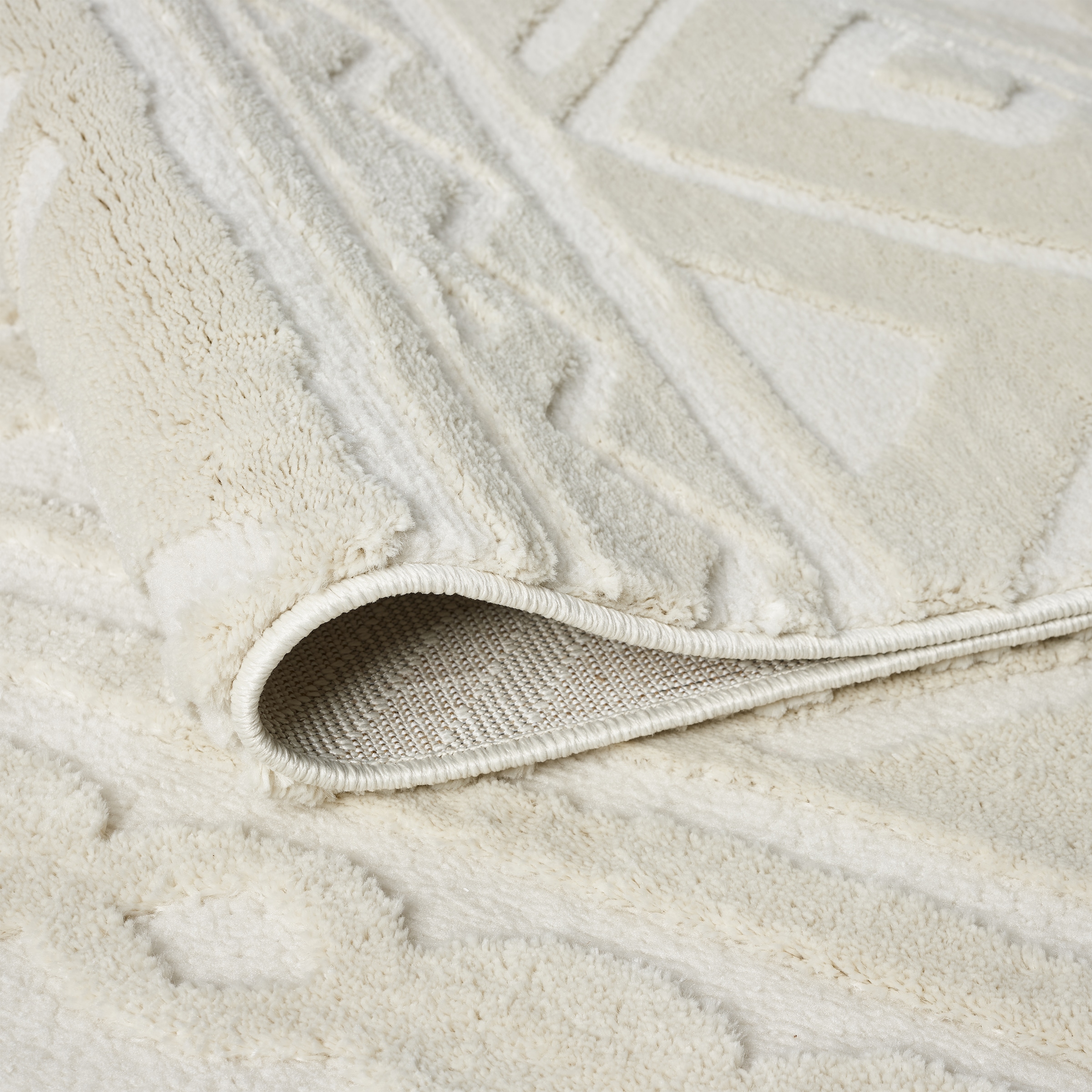 my home Teppich »Bonvo« rechteckig 19 mm Höhe mit Fransen, Hoch-Tief-Struktur, Wohnzimmer, Schlafzimmer, Boho-Style