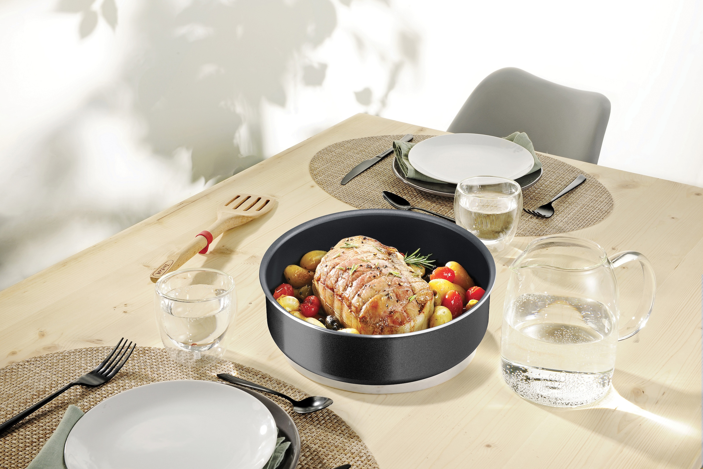 Tefal Pfannen-Set »Ingenio Easy Cook & Clean On« Aluminium Set, 10 Stk. tlg. abnehmbarer Griff, Antihaftversiegelung, Thermo-Signal, made in France