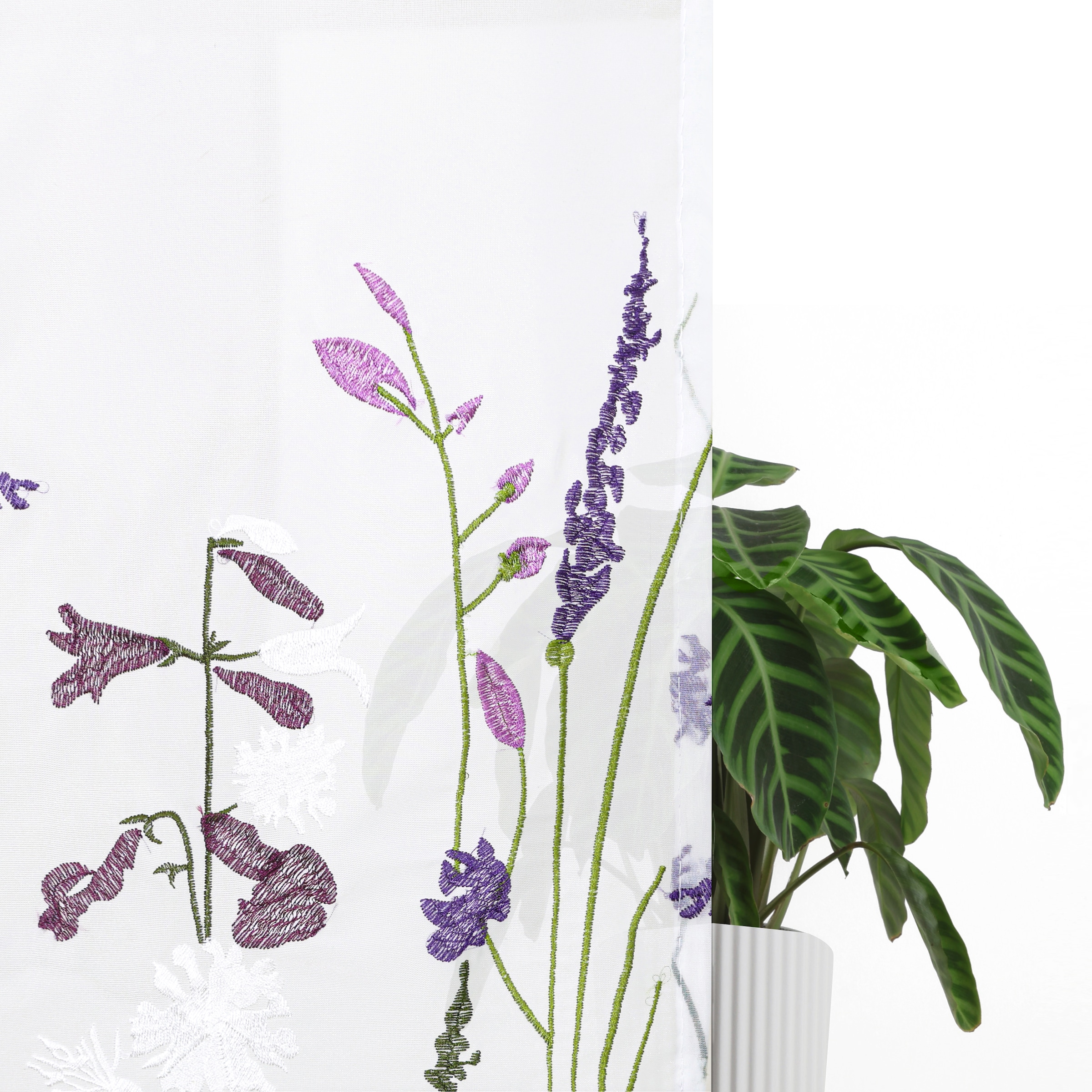 OTTO home Scheibengardine »Bille« Durchzuglöcher 1 Stk. tlg. transparent, mit einseitiger Stickerei, waschbar, Blumen