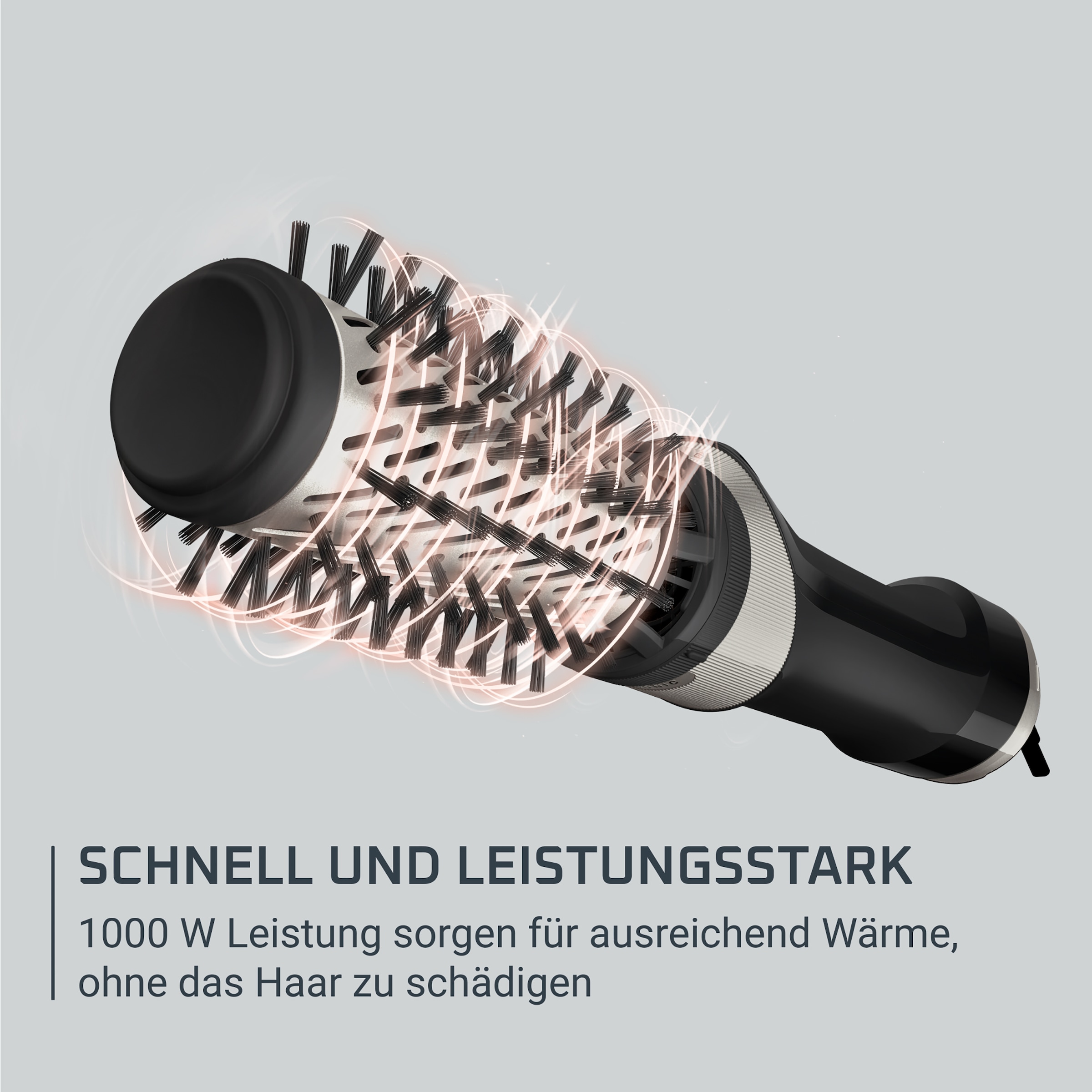 Rowenta Warmluftbürste »UB9530 Brush Activ Rotierende Warmluftbürste«, 3 Aufsätze, Ergonomisches Design, Keramikbeschichtung, Ionenfunktion, Naturborsten