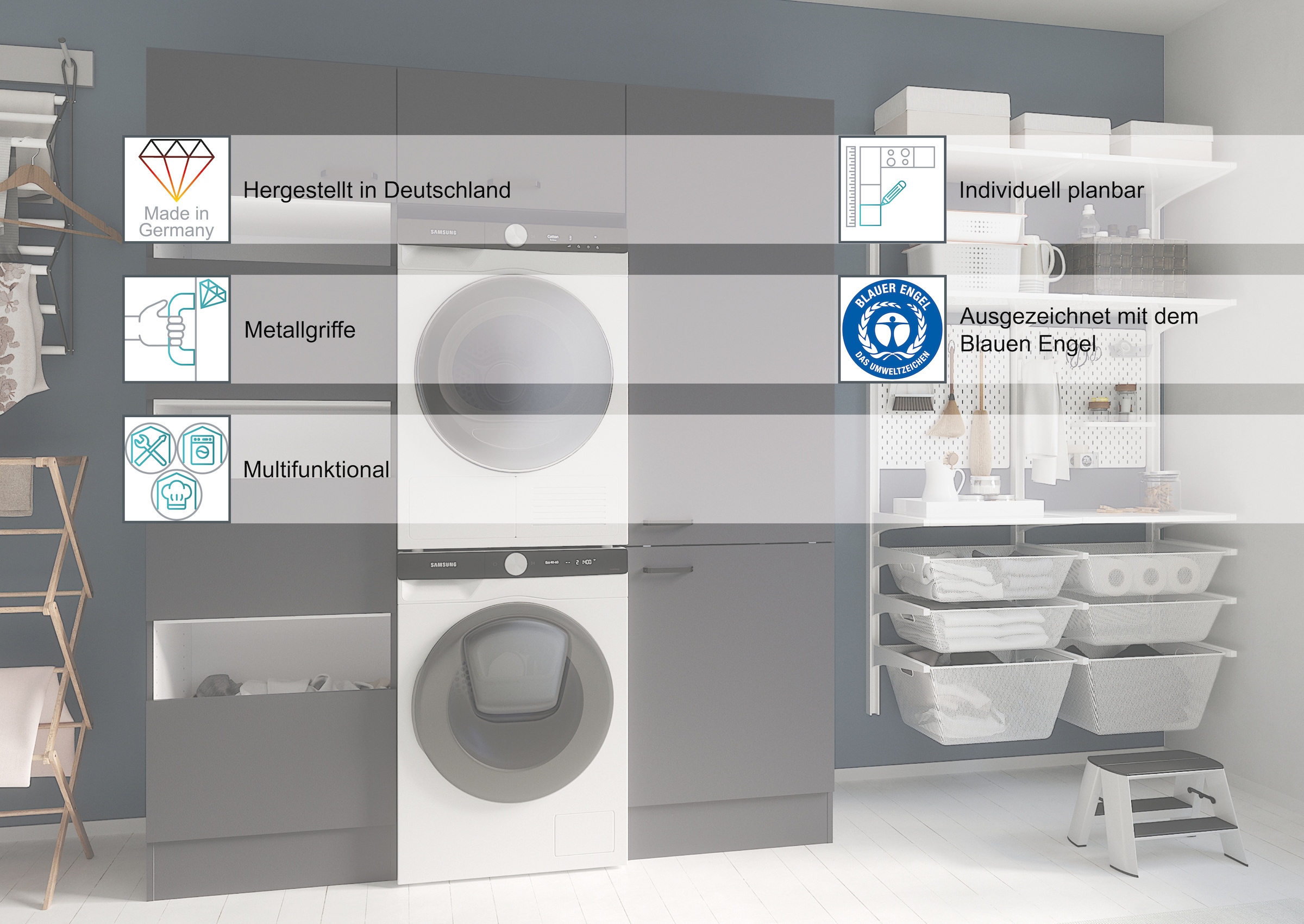 OPTIFIT Pantryküche »OPTImulti« Breite 170 cm, mit Unterbaukühlschrank und 2-Platten-Kochfeld