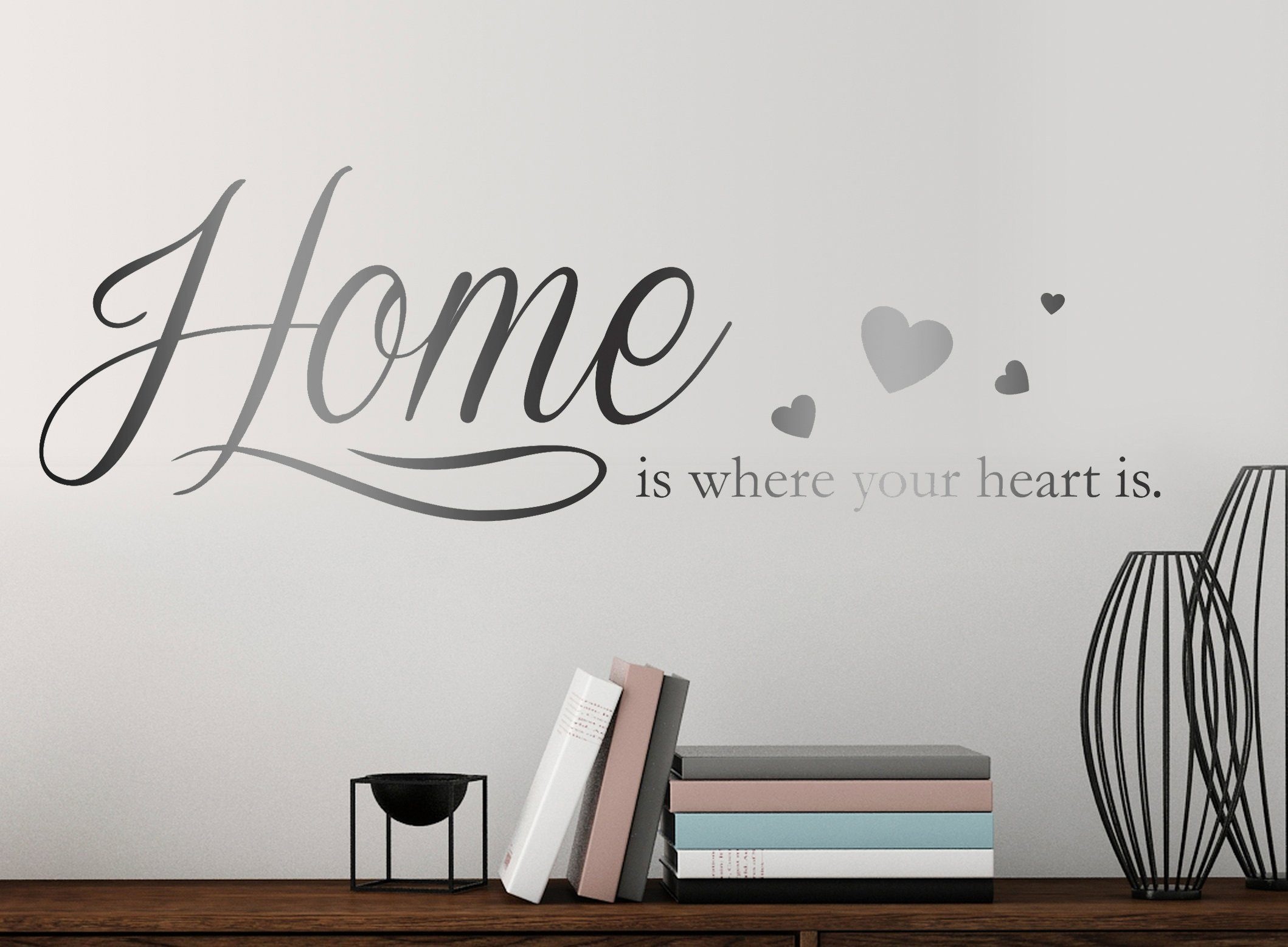 queence Wandtattoo »Home ist where your heart is.«, 120 x 30 cm