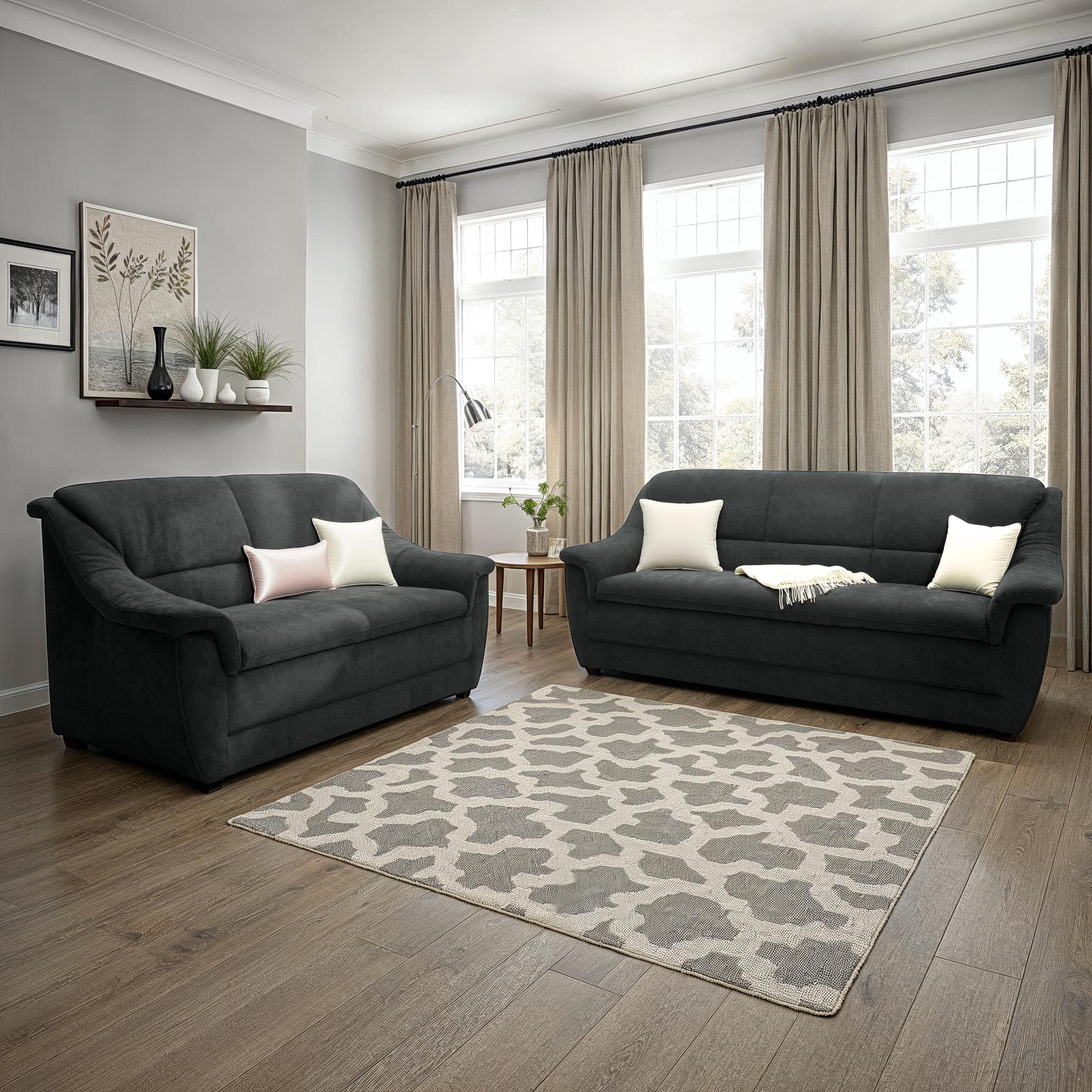 DOMO collection Polstergarnitur »Lale, SET: 3- und 2-Sitzer, zeitlos & formschön, bequeme Armlehnen« Set, 2 Stk. tlg.