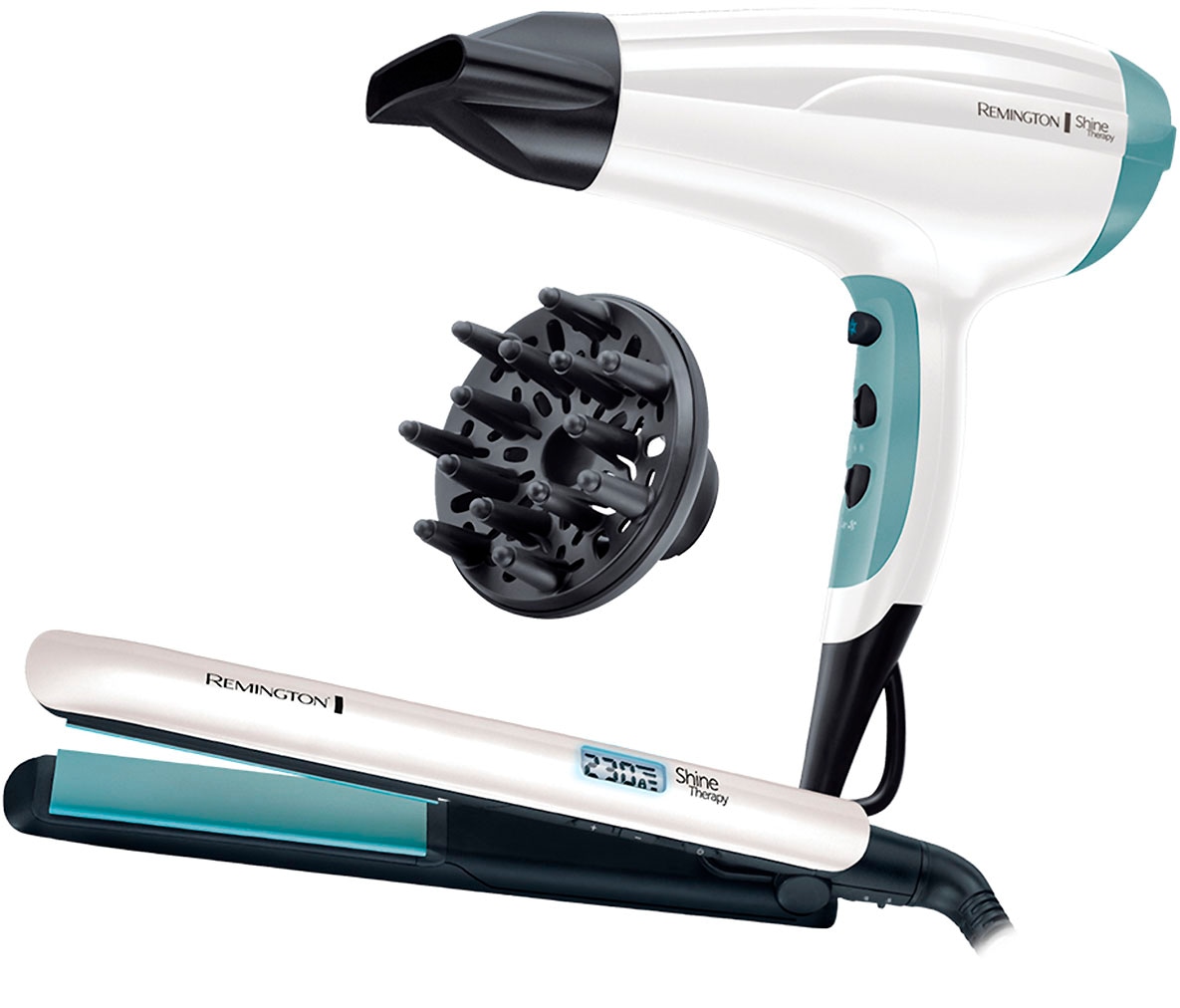 Remington Glätteisen »S8500 Shine Therapy«, Keramik-Beschichtung, Shine-Therapy Technologie, breite Stylingplatten, LCD Display