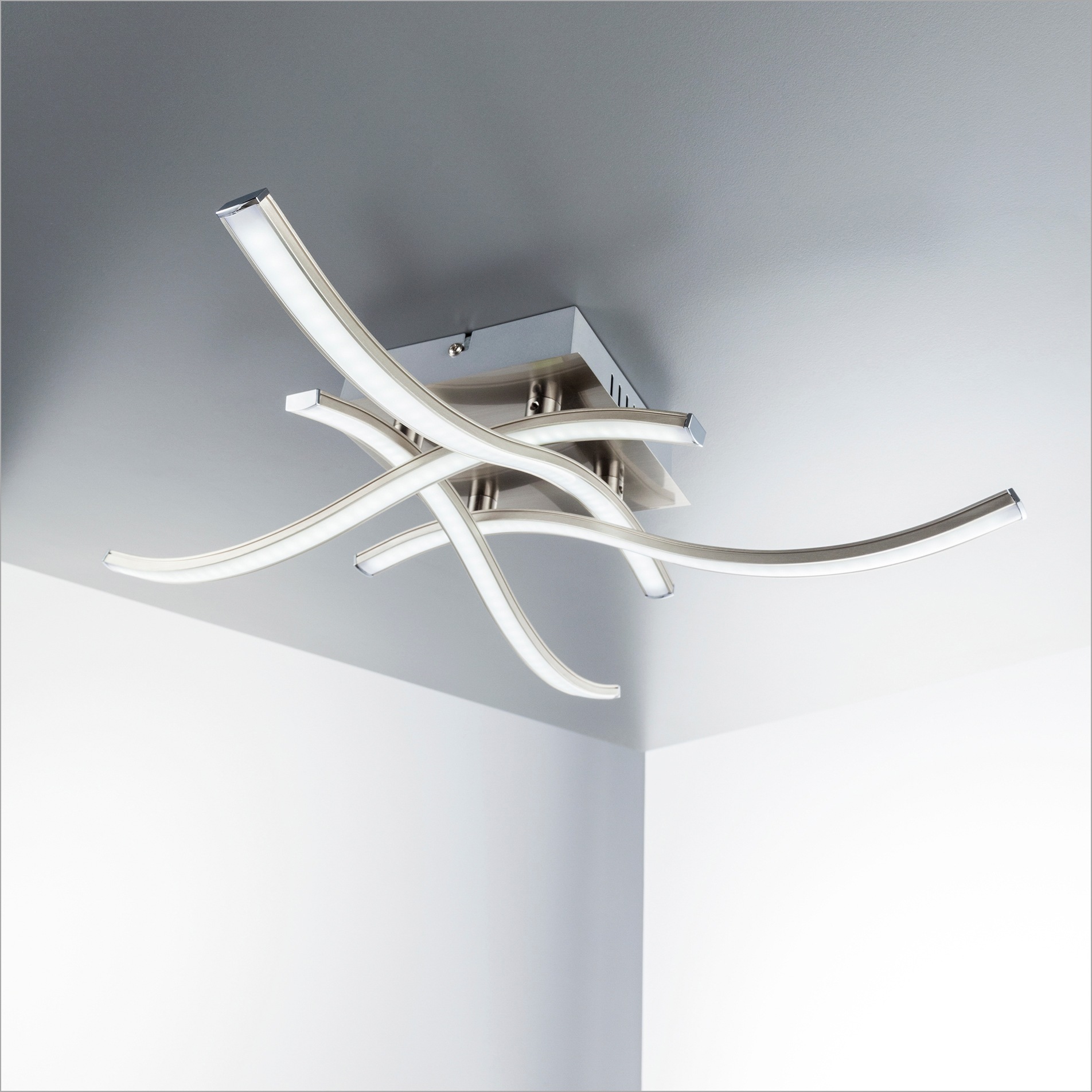 B.K.Licht LED Deckenleuchte »BK_DL1051 LED Deckenlampe, Modern, Warmweißes Licht, Aluminium, 13,6W«, 4 flammig, Leuchtmittel LED-Modul | LED fest integriert, 4-Flammig, Inkl. 13,6W LED, 1.400 Lm, 3.000K, 47,5x47,5cm (LxB)