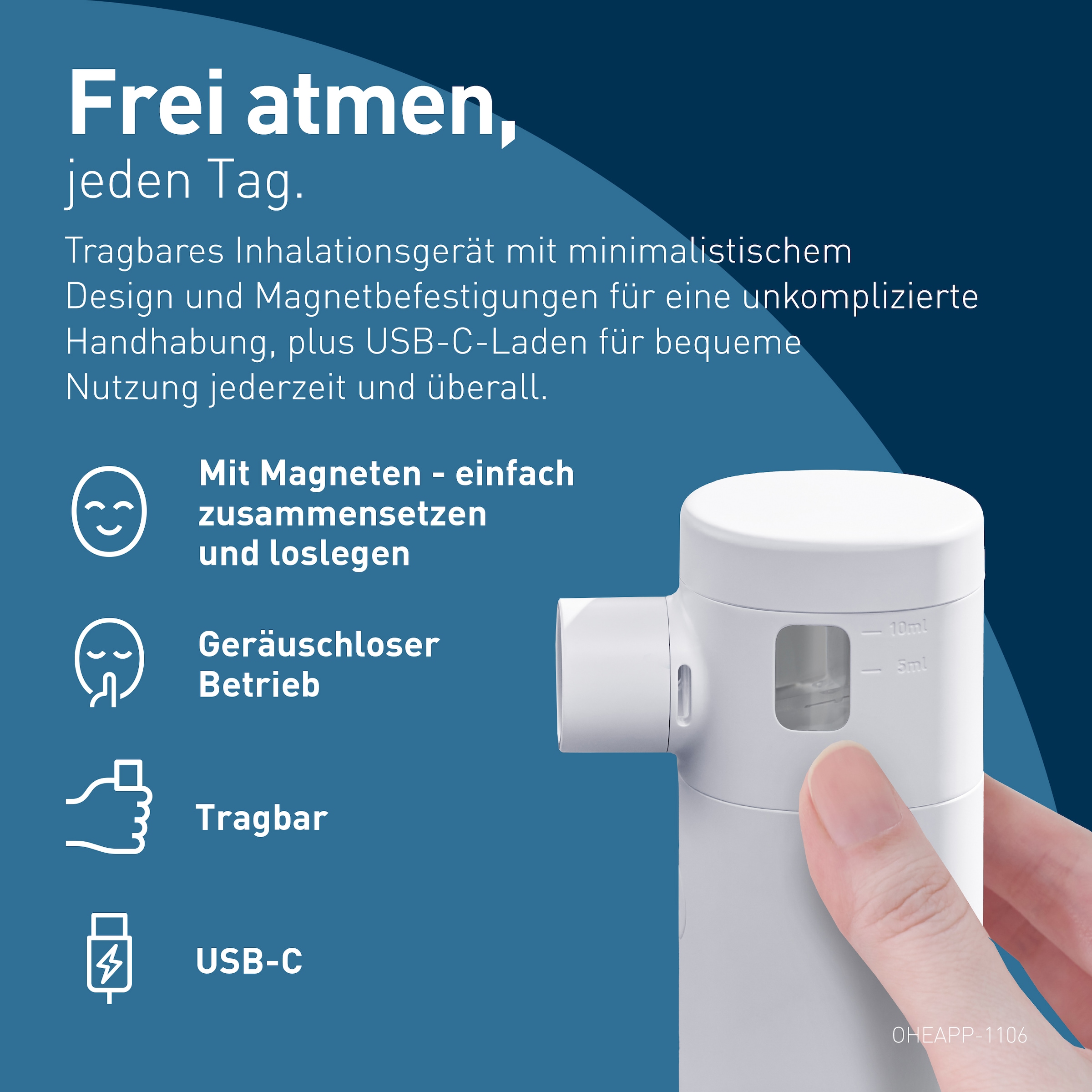 Omron Inhalationsgerät »MicroAir Move, besonders leise, für zu Hause und unterwegs« einfach, effizient, wiederaufladbar