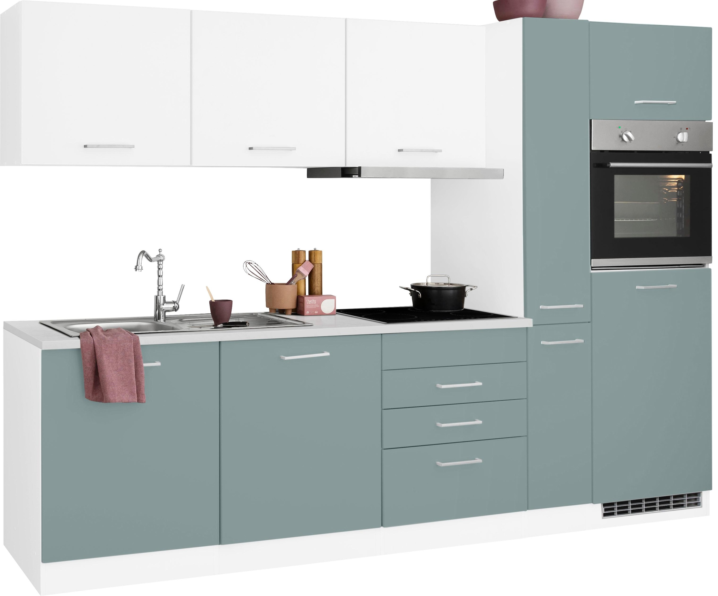 HELD MÖBEL Küchenzeile »Visby«, mit E-Geräten, Breite 270 cm inkl.  Kühlschrank auf Raten bestellen
