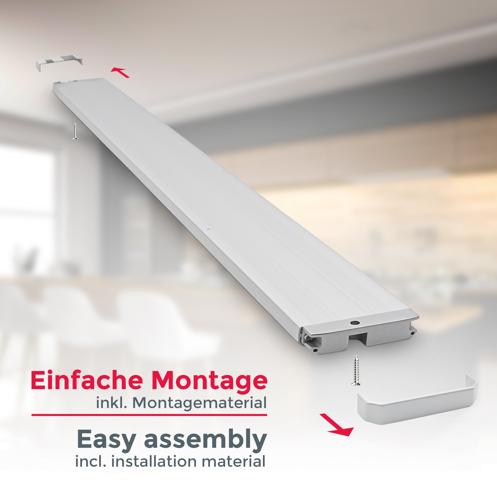 B.K.Licht LED Unterbauleuchte »BKL1468 LED Leiste mit Ein-Ausschalter« LED-Modul 1 Stk. Warmweiß Unterbauleuchte, 3.000K, 1.100Lm, 57,5x4,9x1,3 cm, Titanfarbig