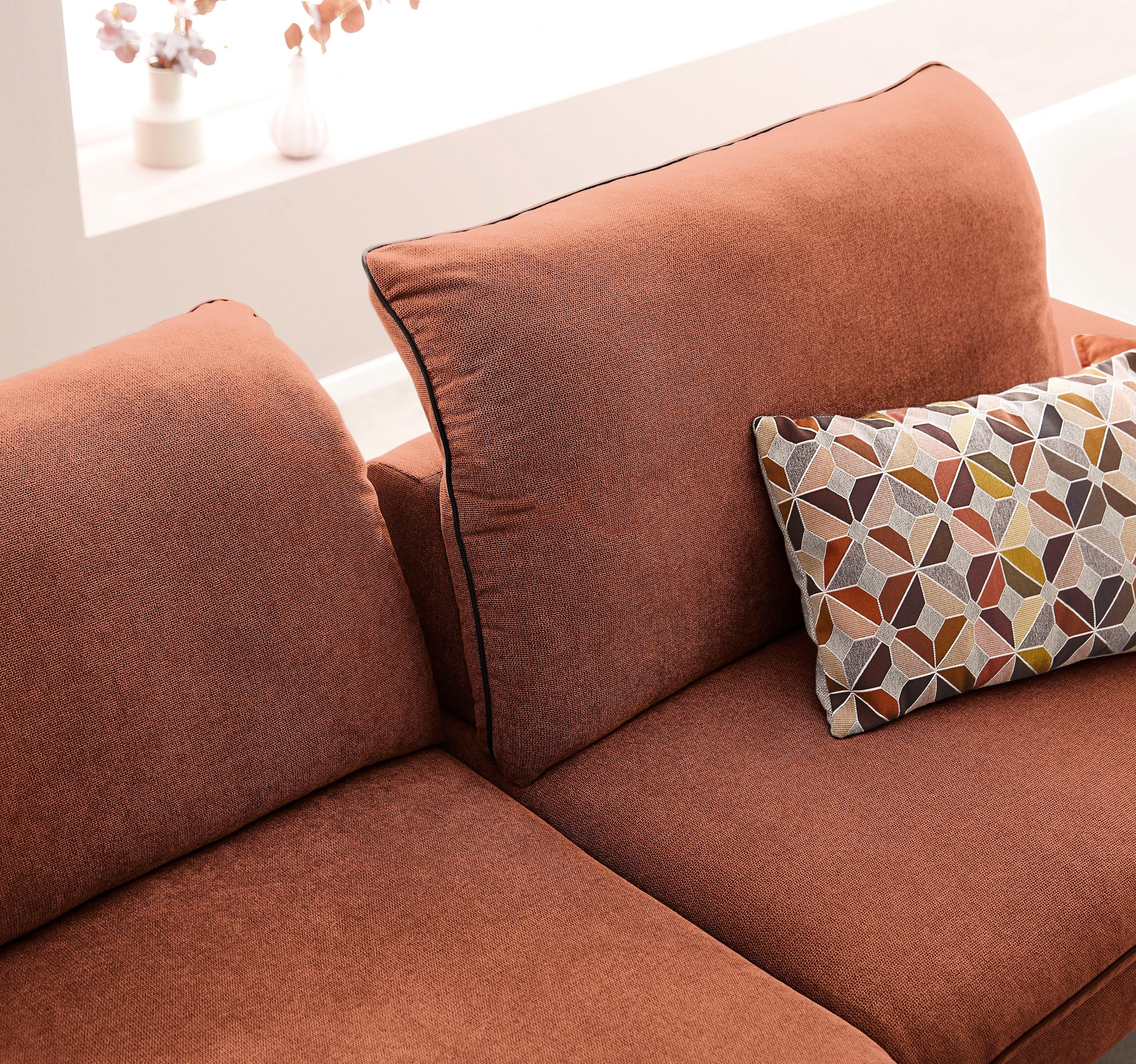 W.SCHILLIG Ecksofa »enjoy&MORE«, in Living coral, Füße schwarz pulverbeschichtet, Breite 294 cm
