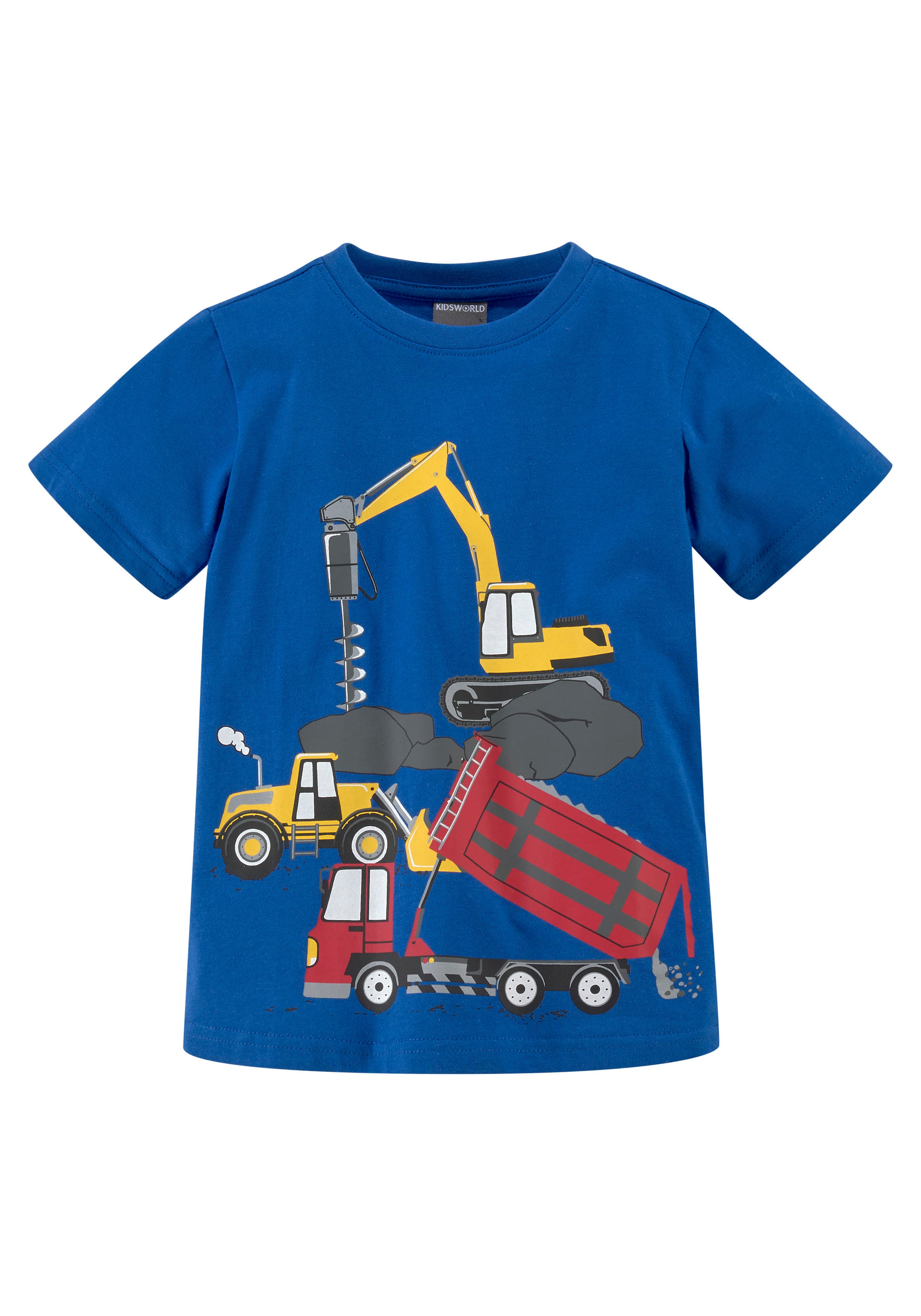 KIDSWORLD T-Shirt »mit coolen BAUMASCHINEN Print«, Kurzarm, Basic-Passform, bedruckt, Rundhalsausschnitt