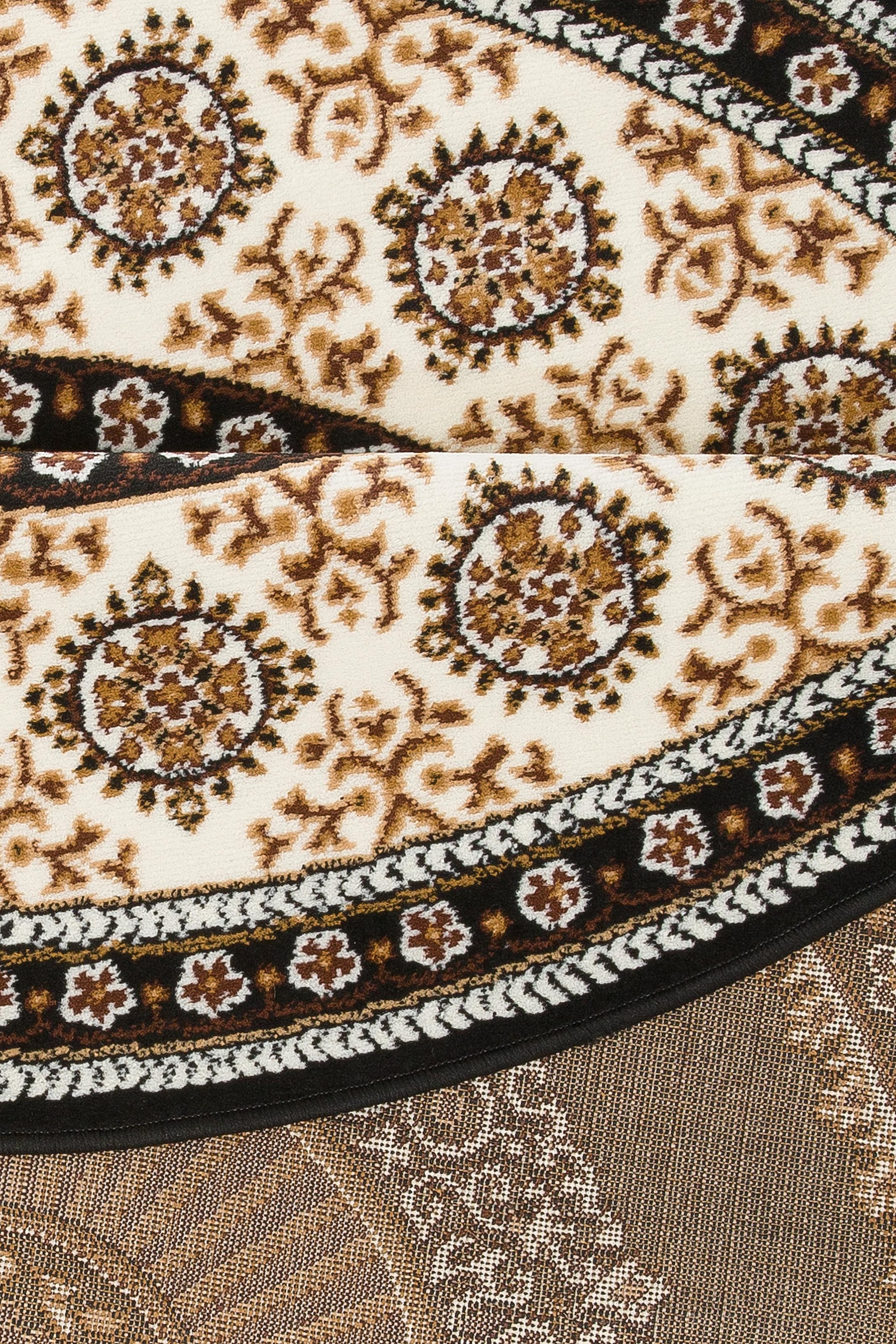 my home Teppich »Shari, Made in Belgium«, rund, 7 mm Höhe, Orient-Dekor, mit Bordüre, Kurzflor, weich, pflegeleicht, elegant