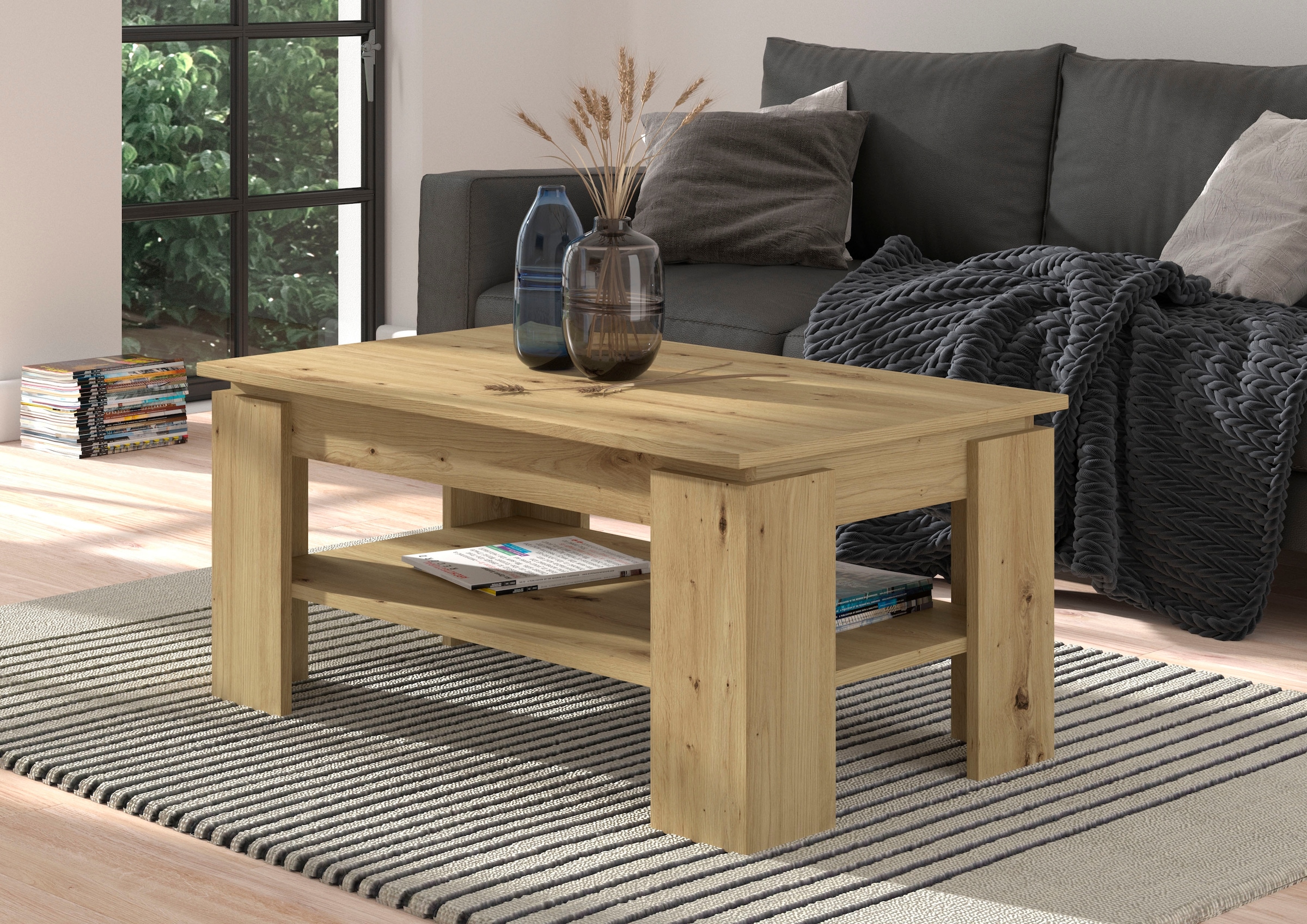 INOSIGN Couchtisch »Kalmar, rechteckig, 100 x 60 cm, 1 Ablageboden«, Sofatisch, Beistelltisch, Kaffetisch, Wohnzimmertisch, coffee table