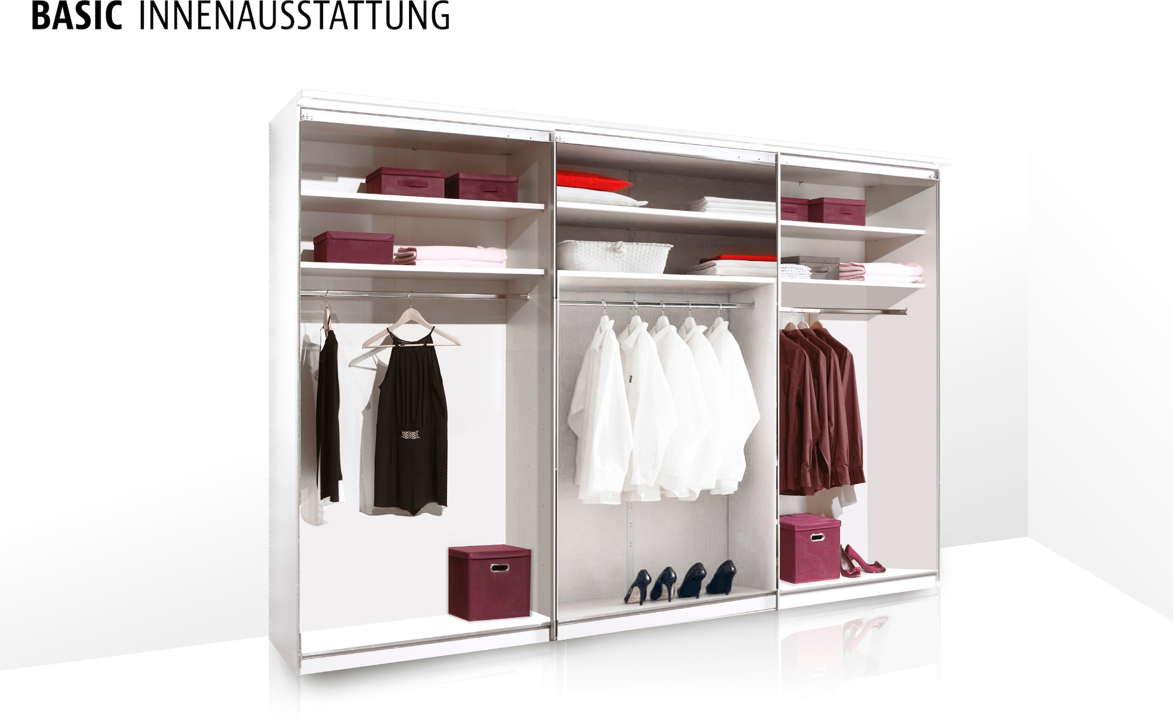 STAUD Schwebetürenschrank »Includo, Made in Germany« Mit vier verschiedenen Ausstattungsvarianten