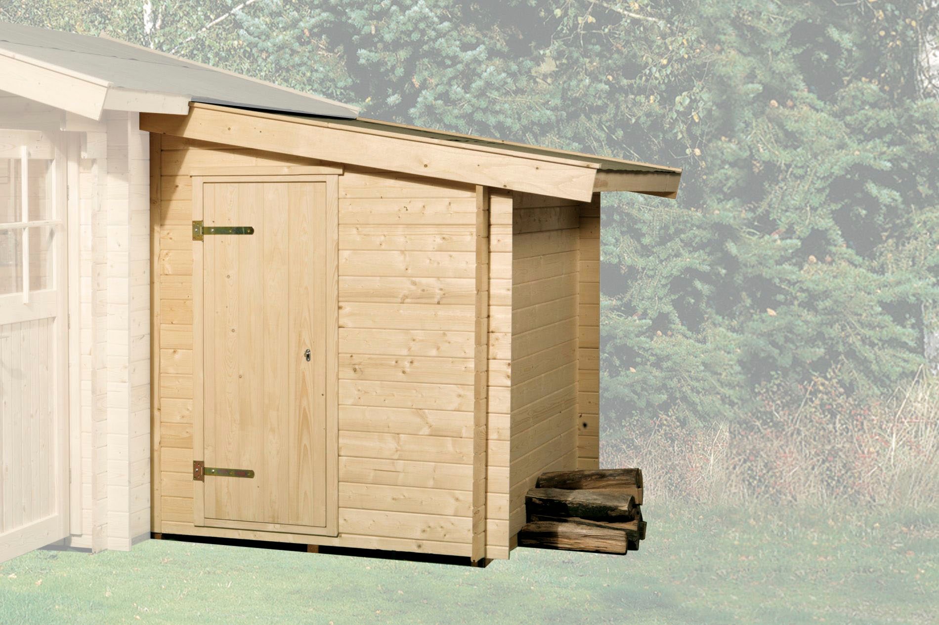 WEKA Anbauschuppen, Holz, natur - beige