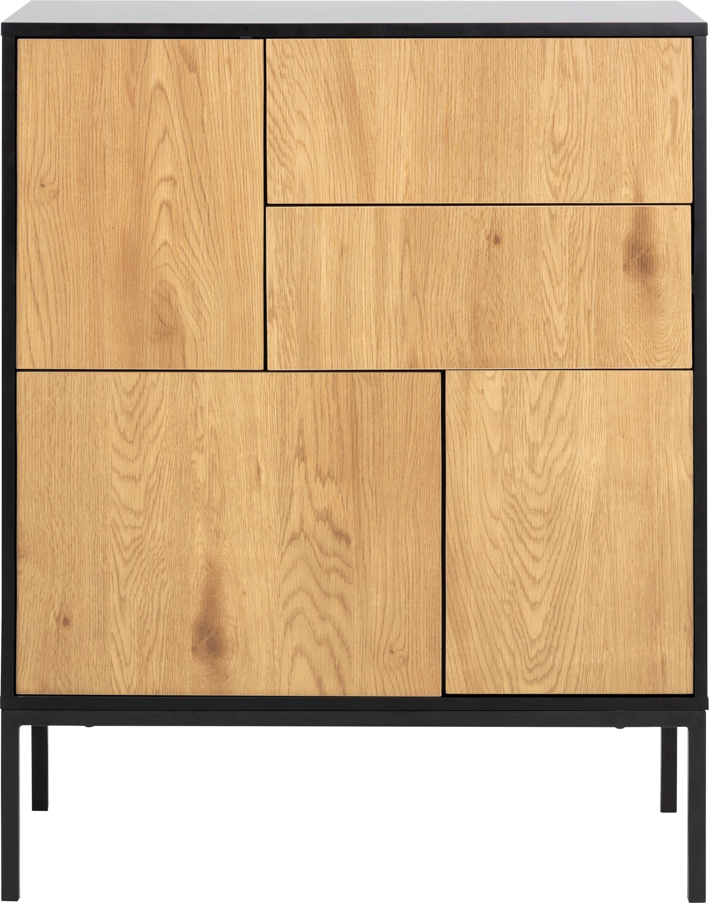 ACTONA GROUP Sideboard 1,  mit Wildeiche-Nachbildung, 3 Türen und 2 Schubladen, Breite 80 cm