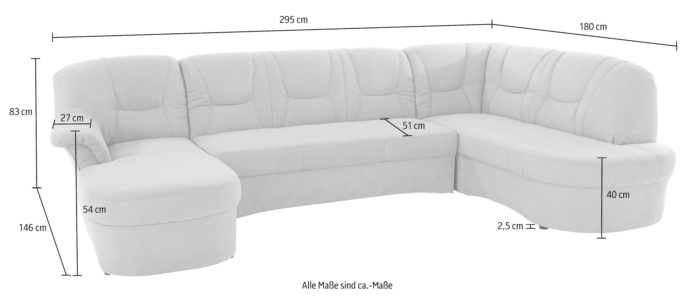 DOMO collection Wohnlandschaft »Sarafina, zeitlos und komfortabel, optional mit Federkern, U-Form«, wahlweise mit Bettfunktion