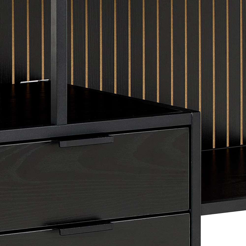 ACTONA GROUP Regal »Seaford, Standregal, Regal, Raumteiler« 114x35x78 cm,  schwarzer Stahlrahmen, 2 Schubladen, Wendemodul, Breite 114 cm