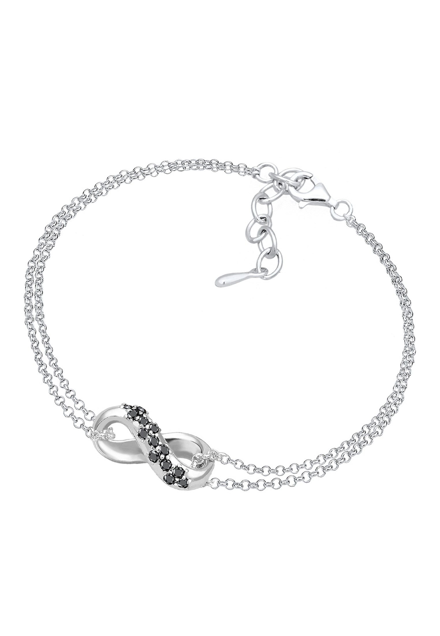 Elli DIAMONDS Armkette »Armband Infinity Diamant Schwarz Brillantschliff (0,195 ct) 925 Sterling Silber«