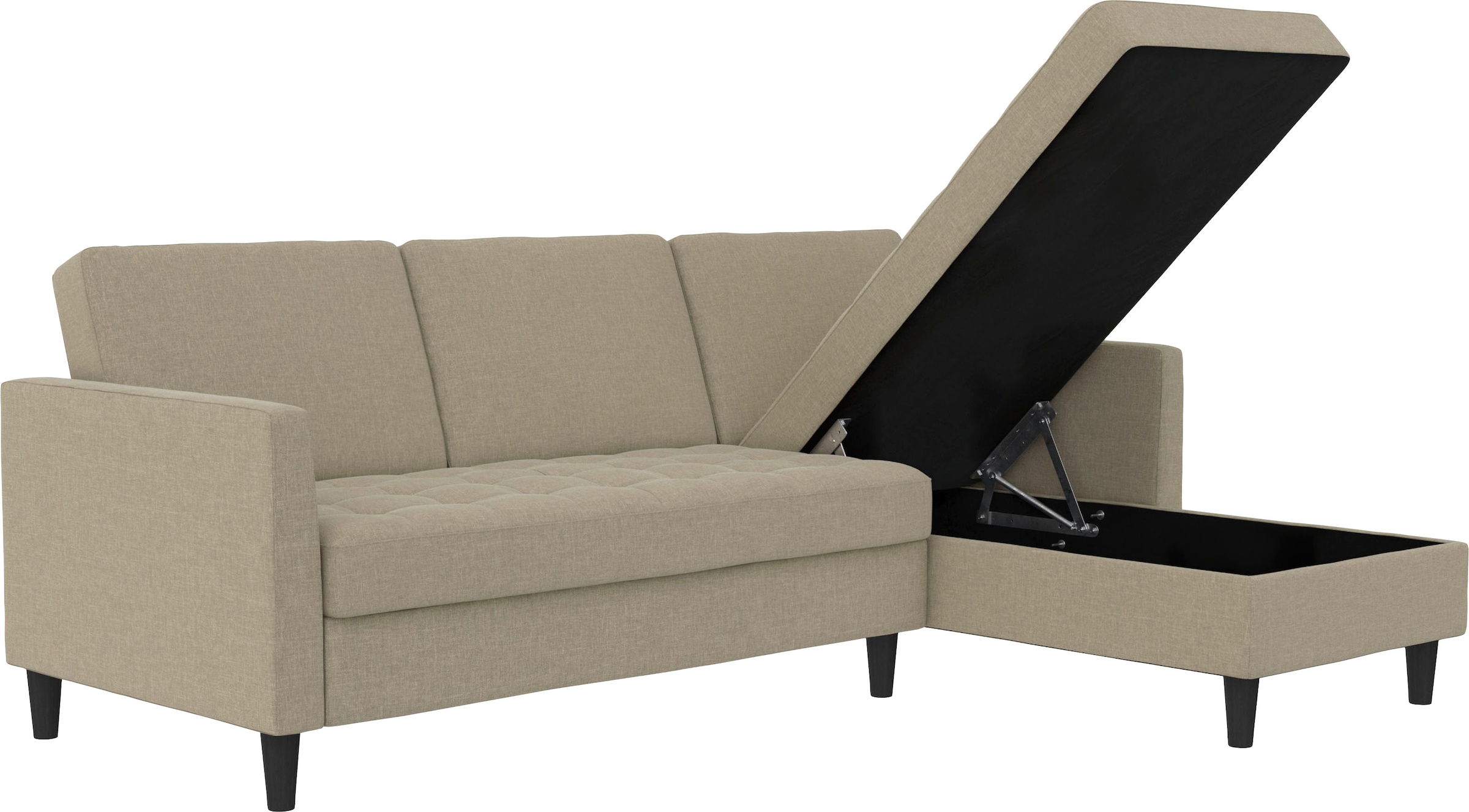 Dorel Home Ecksofa »Presley, L-Form,« Ecksofa mit Bett-Funktion und Stauraum, verstellbare Rückenlehne