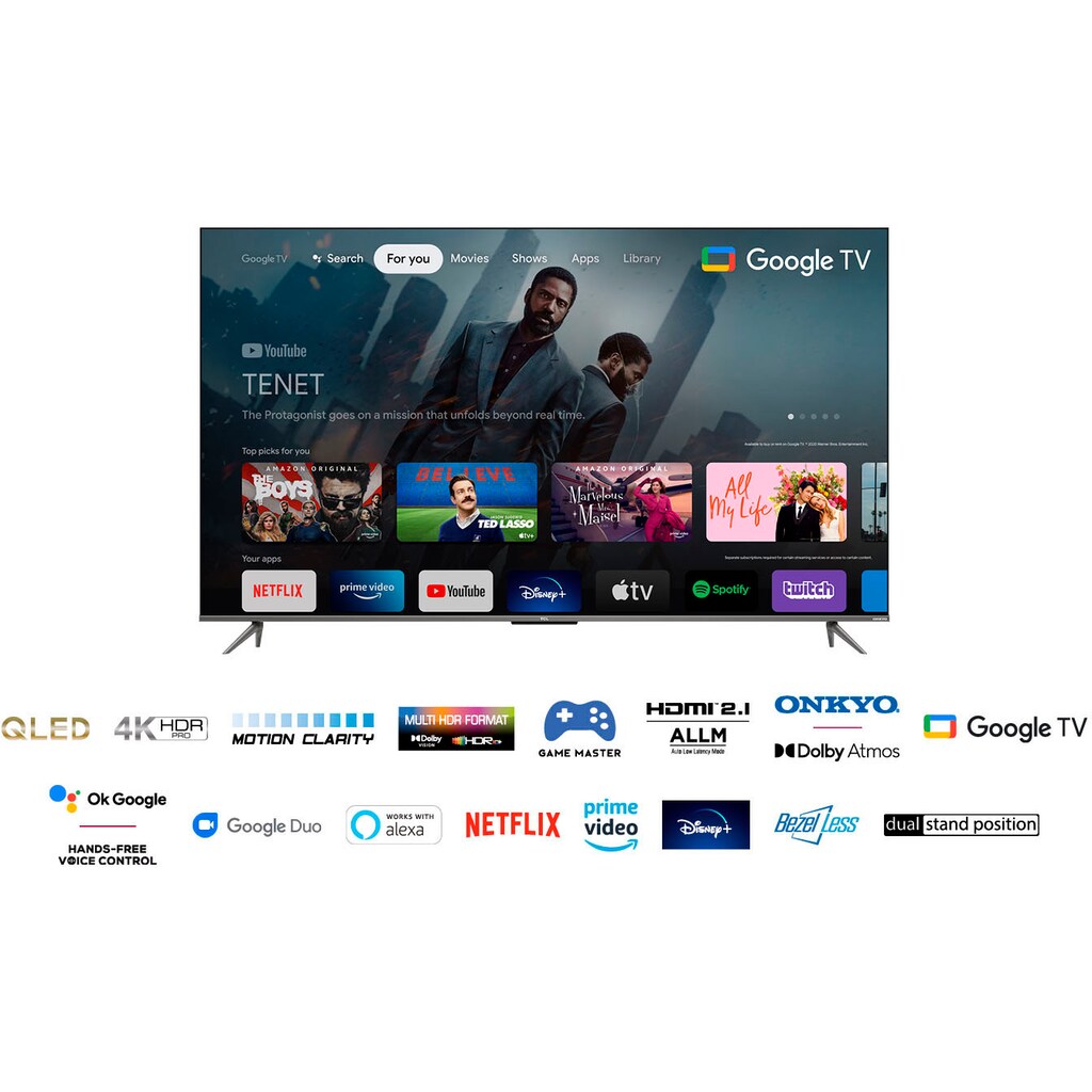 TCL QLED-Fernseher »55C631X1«, 139 cm/55 Zoll, 4K Ultra HD, Smart-TV-Google TV