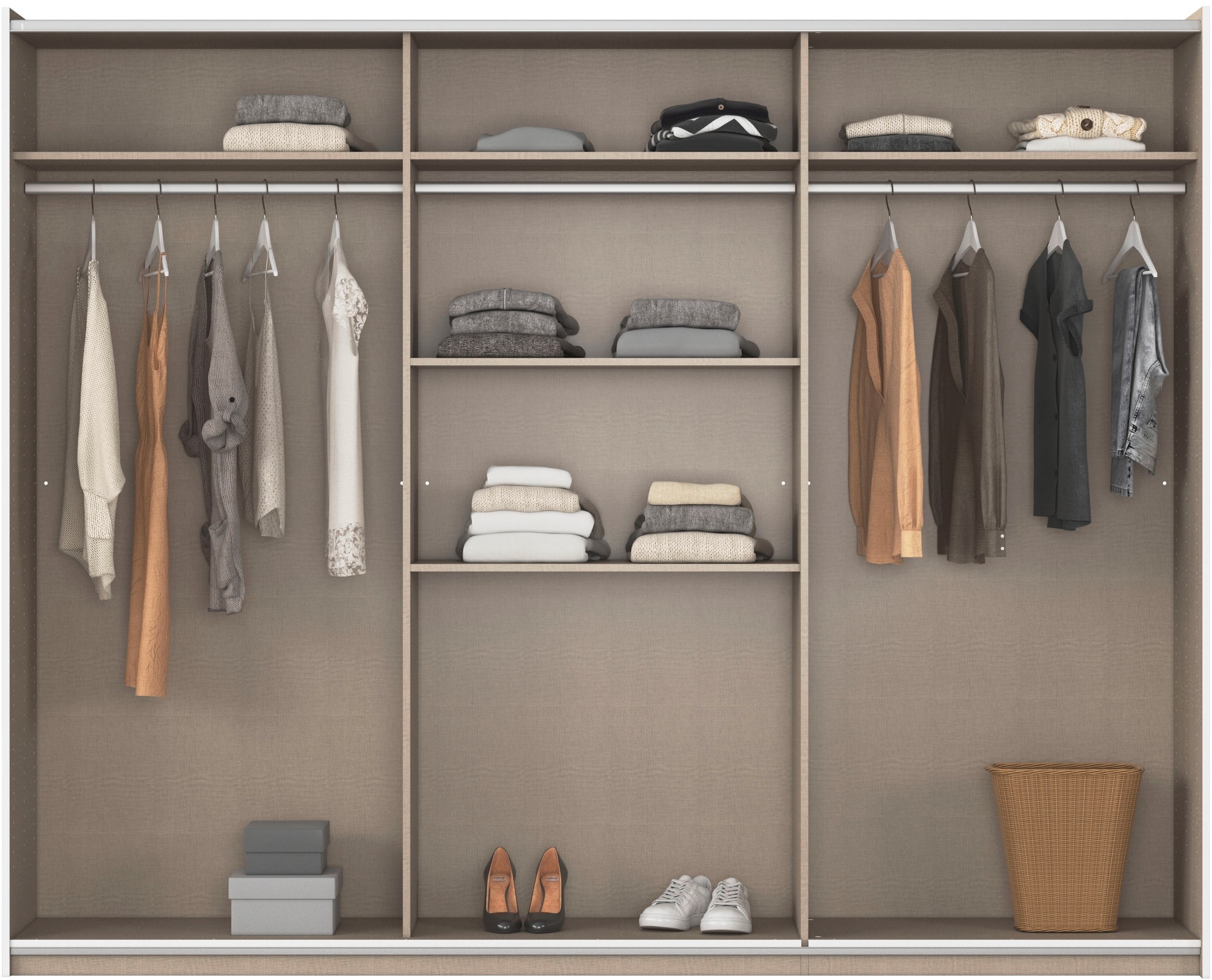 rauch Schwebetürenschrank »Kleiderschrank Garderobe TOPSELLER AURELIO mit 3 Ausstattungsvarianten«, 3 verschiedene Ausstattungsvarianten Griffe aus Metall MADE IN GERMANY
