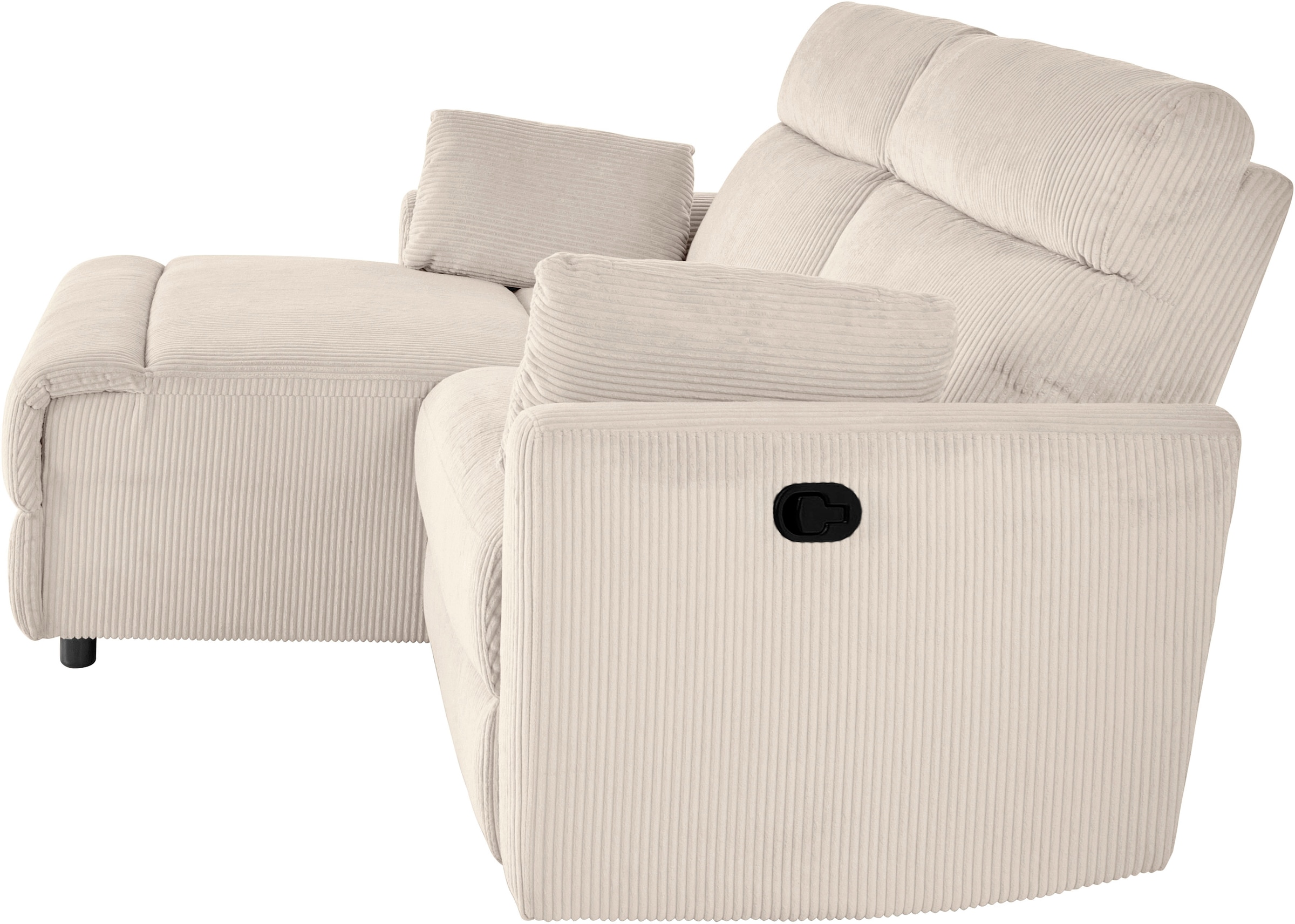 INOSIGN Ecksofa »JENNA, L-Form, 209cm, manuelle u. elektrische Funktion, mit USB A/C,«, Liegefunktion 105°-150°, Federkern, Cord