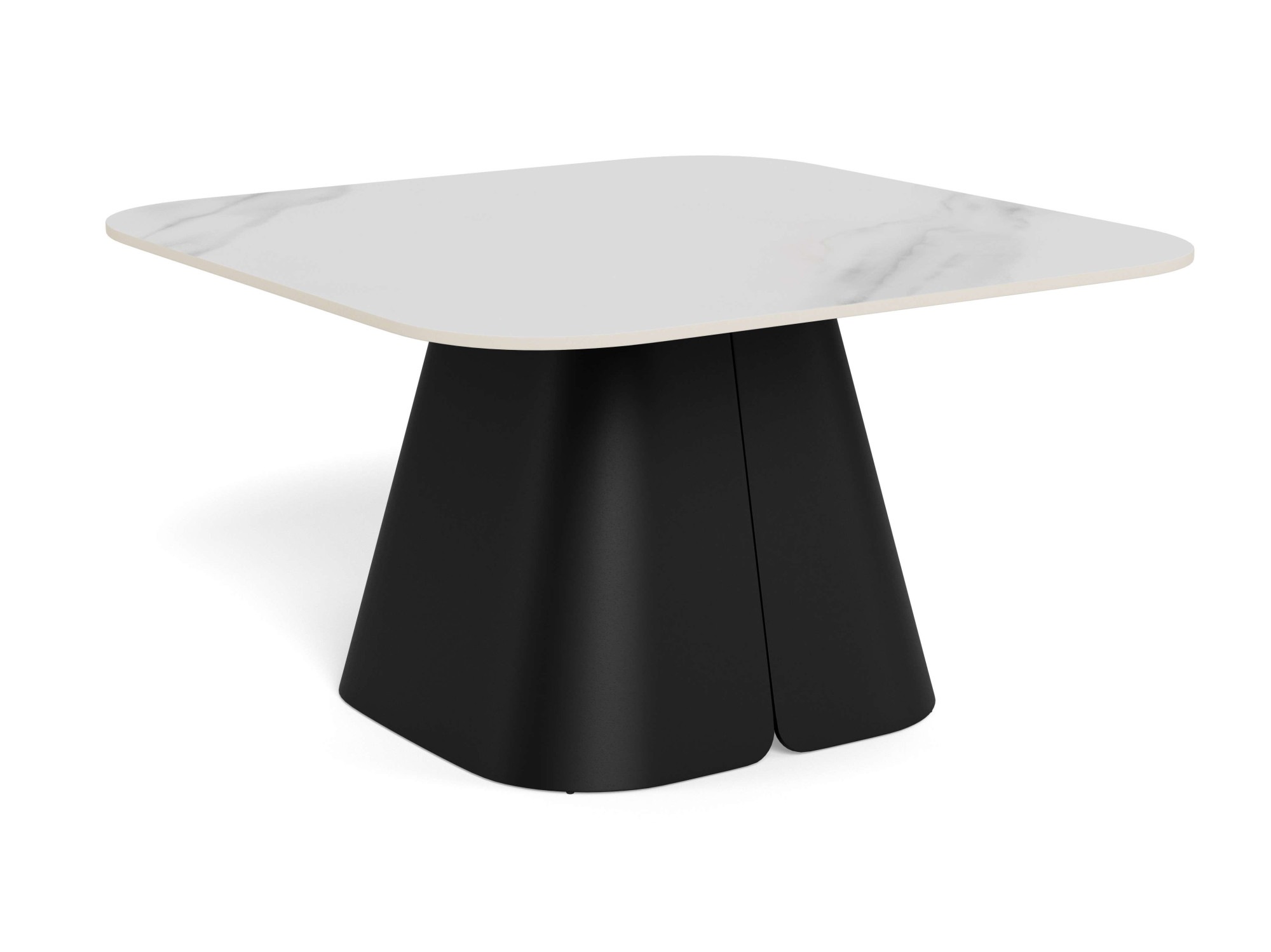 ACTONA GROUP Couchtisch »Salinas, Sofatisch, Tisch, Beistelltisch« B/T/H: 80x80x48 cm,  weiße Keramikplatte, abgerunde Ecken, schwarzer Stahlfuß