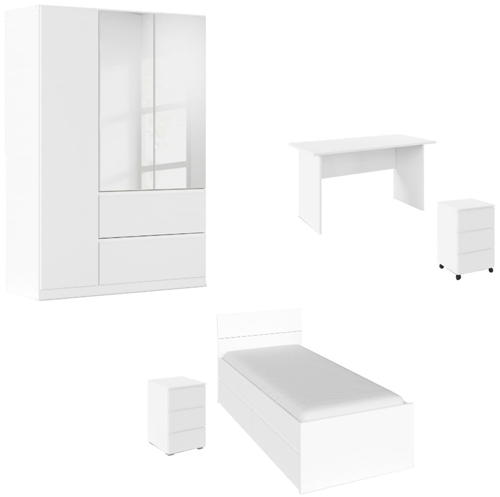 rauch Jugendzimmer-Set »Komplettzimmer Schlafzimmer-Set (5-St.) Jugendzimmer-Set JOEL« Set, 5 Stk. tlg. Bett 2 Breiten,Nachttisch,Tisch,Rollcontainer,Schrank MADE IN GERMANY