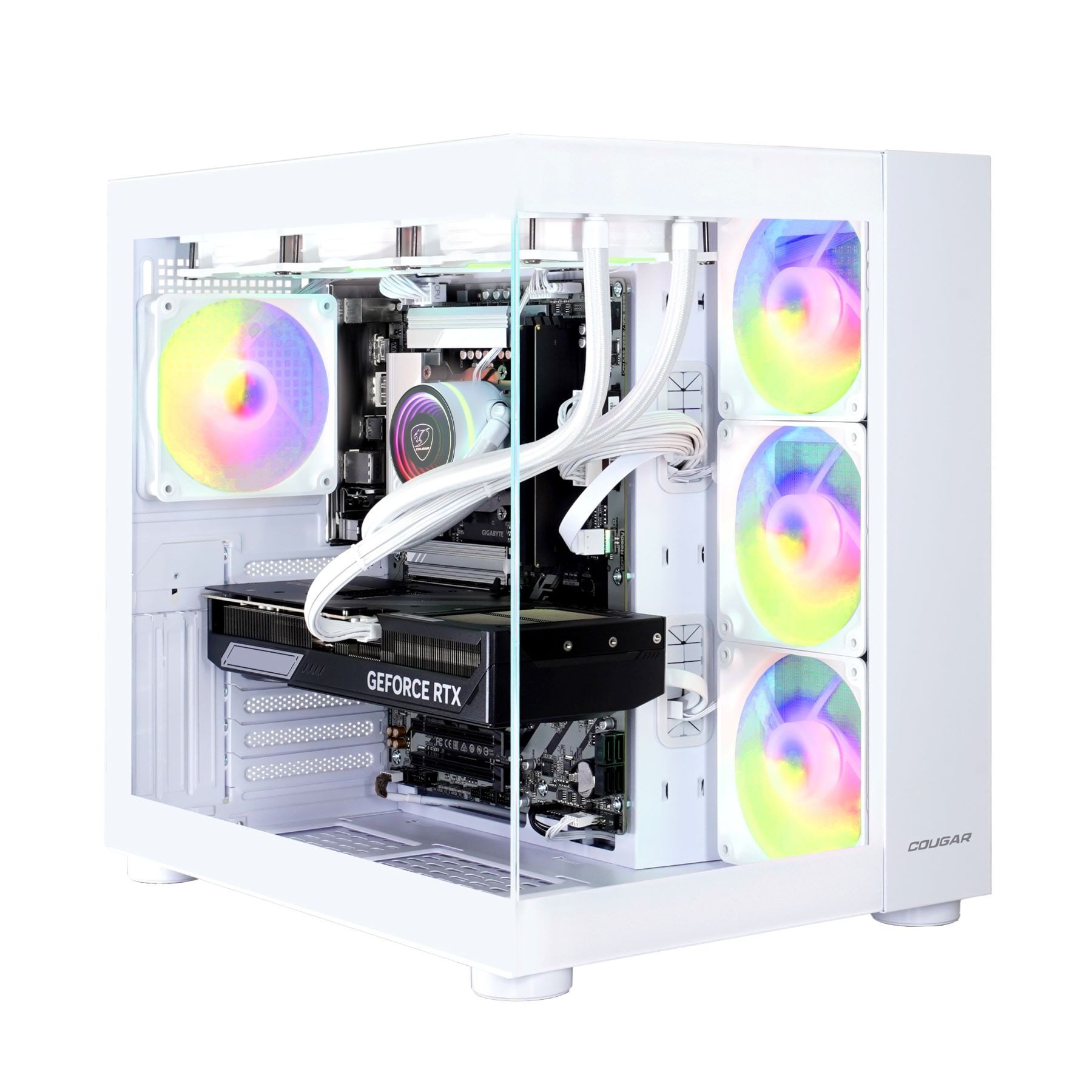 Cougar Gaming-PC "FV150 WT 7900 AMD Ryzen 7 9800X3D 32GB DDR5 1TB SSD RTX 5070Ti" Windows 11, DDR5 RAM, Wasserkühlung