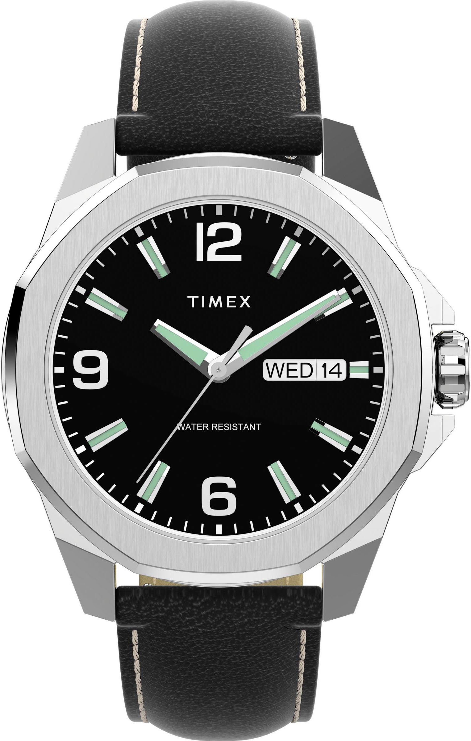 Timex Quarzuhr »ESSEX« Armbanduhr, Herrenuhr,Lederarmband,Datum, Leuchtzeiger
