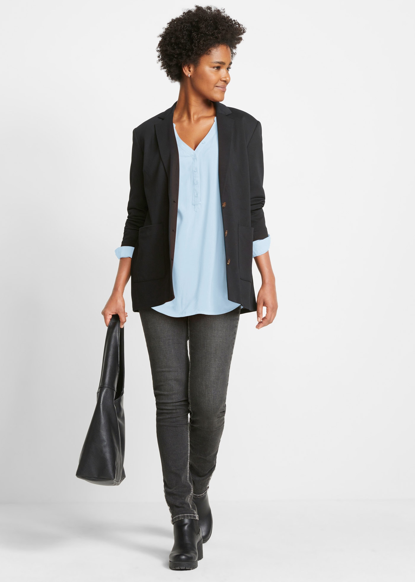 bonprix Tunika »Tunikabluse aus softer Viskose« Casual Stil, Regular Fit, mit Rundsaum, mit Knopfleiste